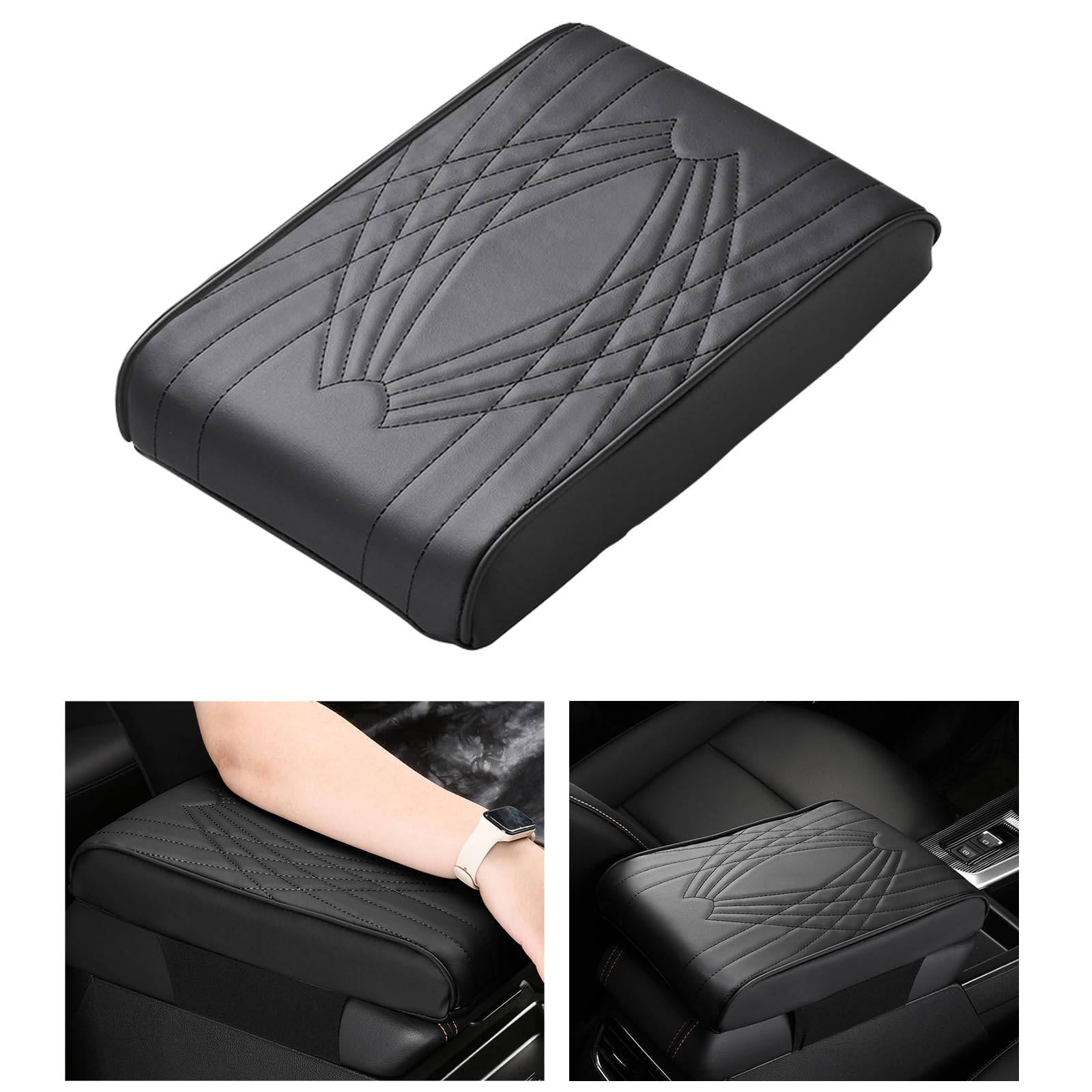 Photo 1 of ZEJUN Center Console Cover, Car Armrest Cover Armrest Cover Car Center Console Cover Arm Rest Pad for Car Accessories Interior Protection for Most Vehicle, SUV, Truck, Car (Pattern Linea) linea 12.7*8.4in