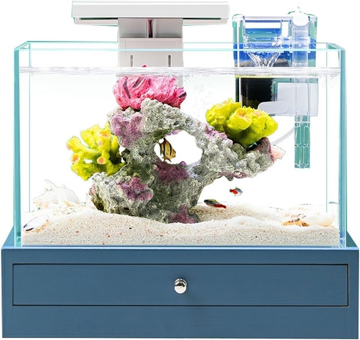 Aquarium Desktop Small Fish Tank with Base Home Decoration Office Desktop Fish Tank Decorations Ecological Landscape Aquascape Ornaments