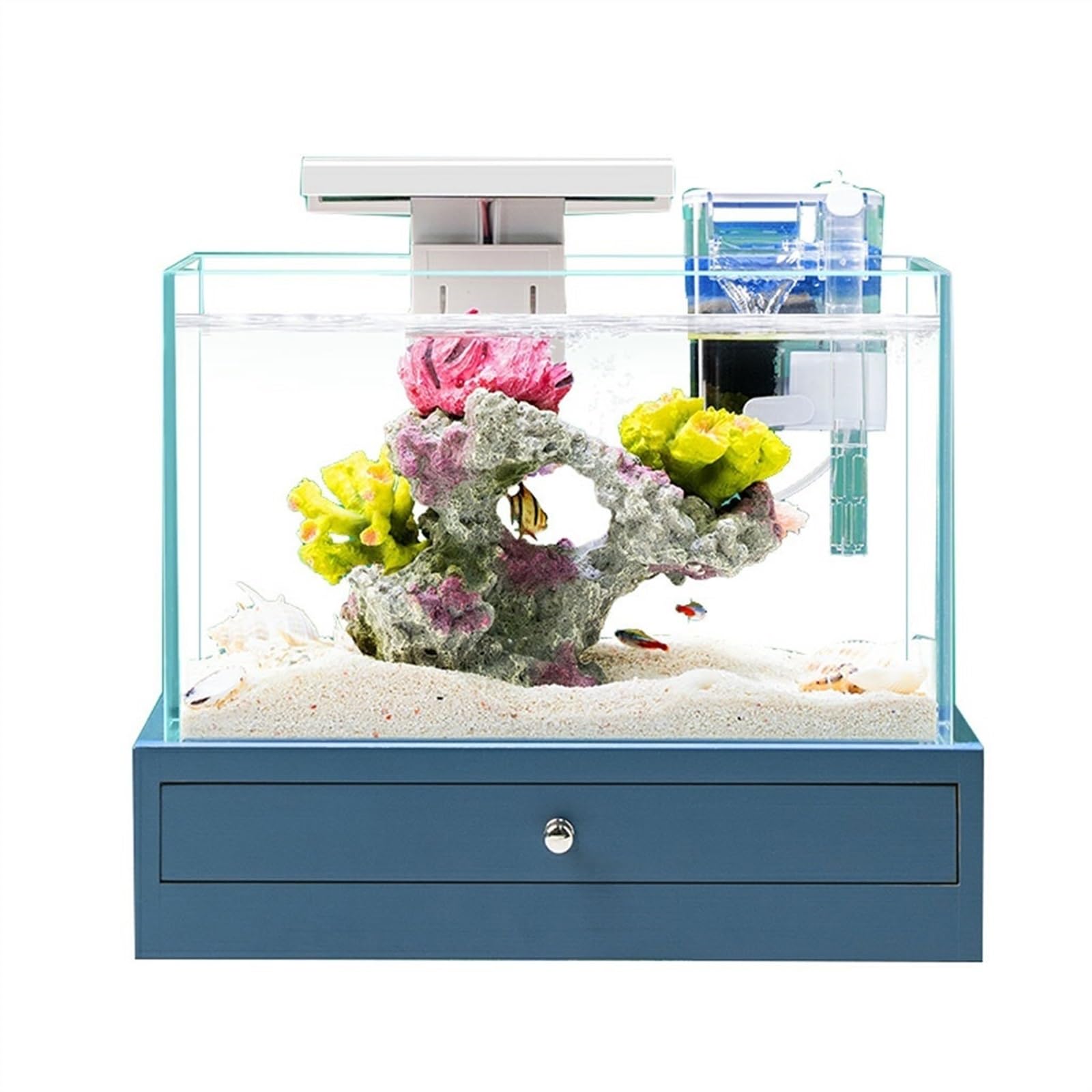 Aquarium Petit Aquarium de Bureau avec Base, décoration de la Maison, décorations de Bureau, Ornements de Paysage écologique Aquarium Complet