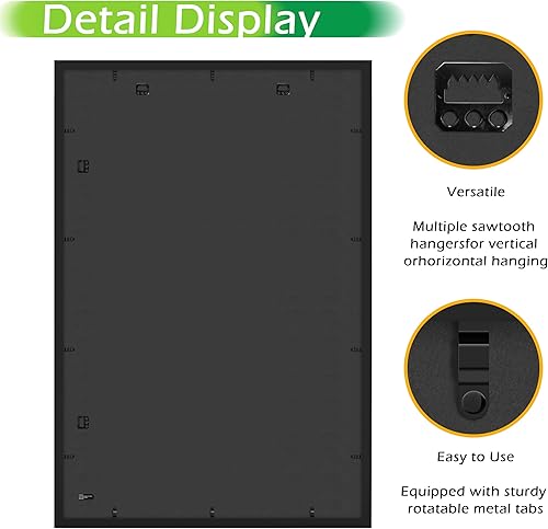 Vista 45 de FrameWorks Marco para póster de madera de 18 x 24 pulgadas, marcos clásicos de color negro mate con vidrio acrílico inastillable, fotos, pósters