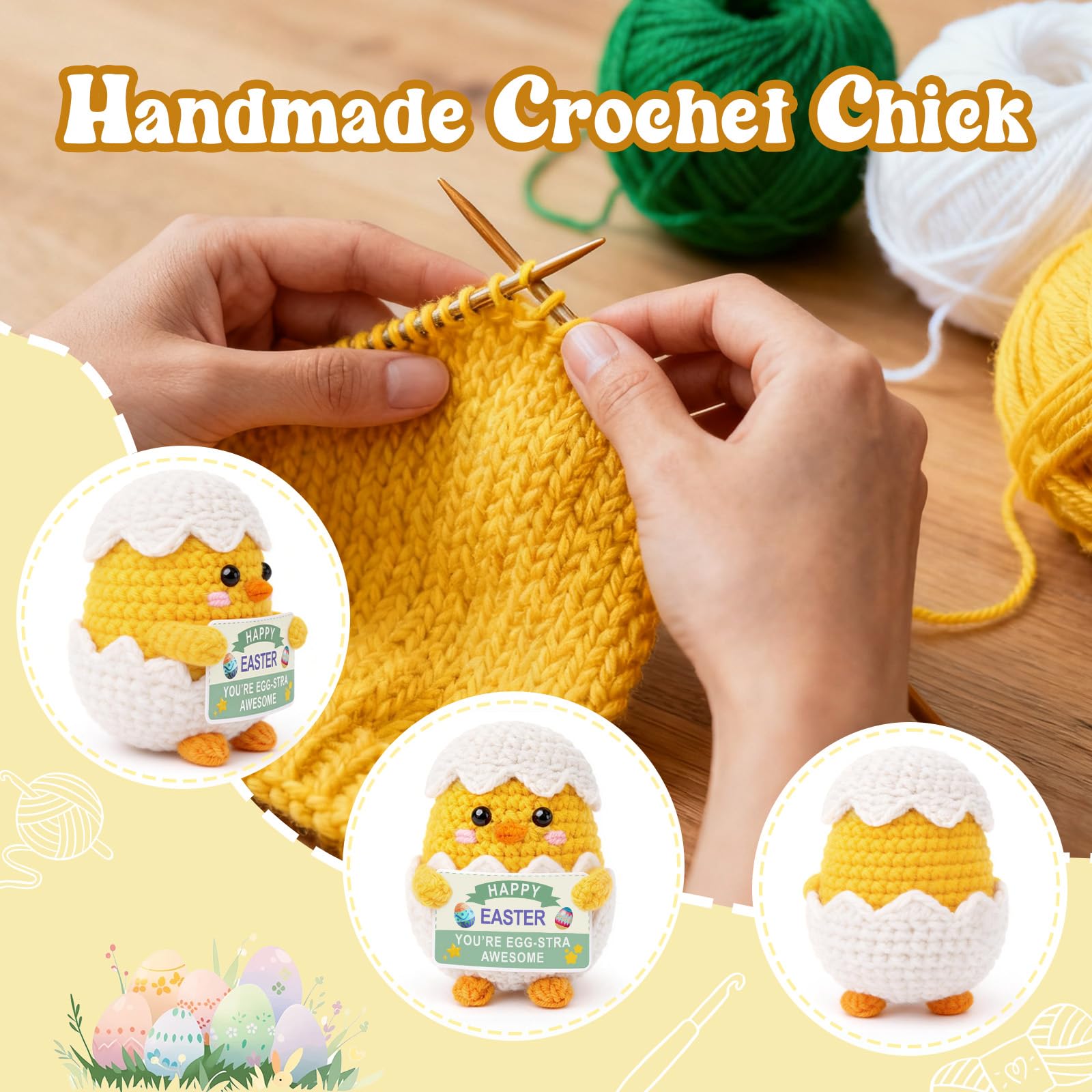 Easter Basket Stuffers for Teens Kids, Easter Gifts Crochet Spring Egg & Chick Plush, Jesus Christian Non Candy Egg Fillers Toy for Boys & Girls 8-12, 6-8, Tweens 10-12 Year Old