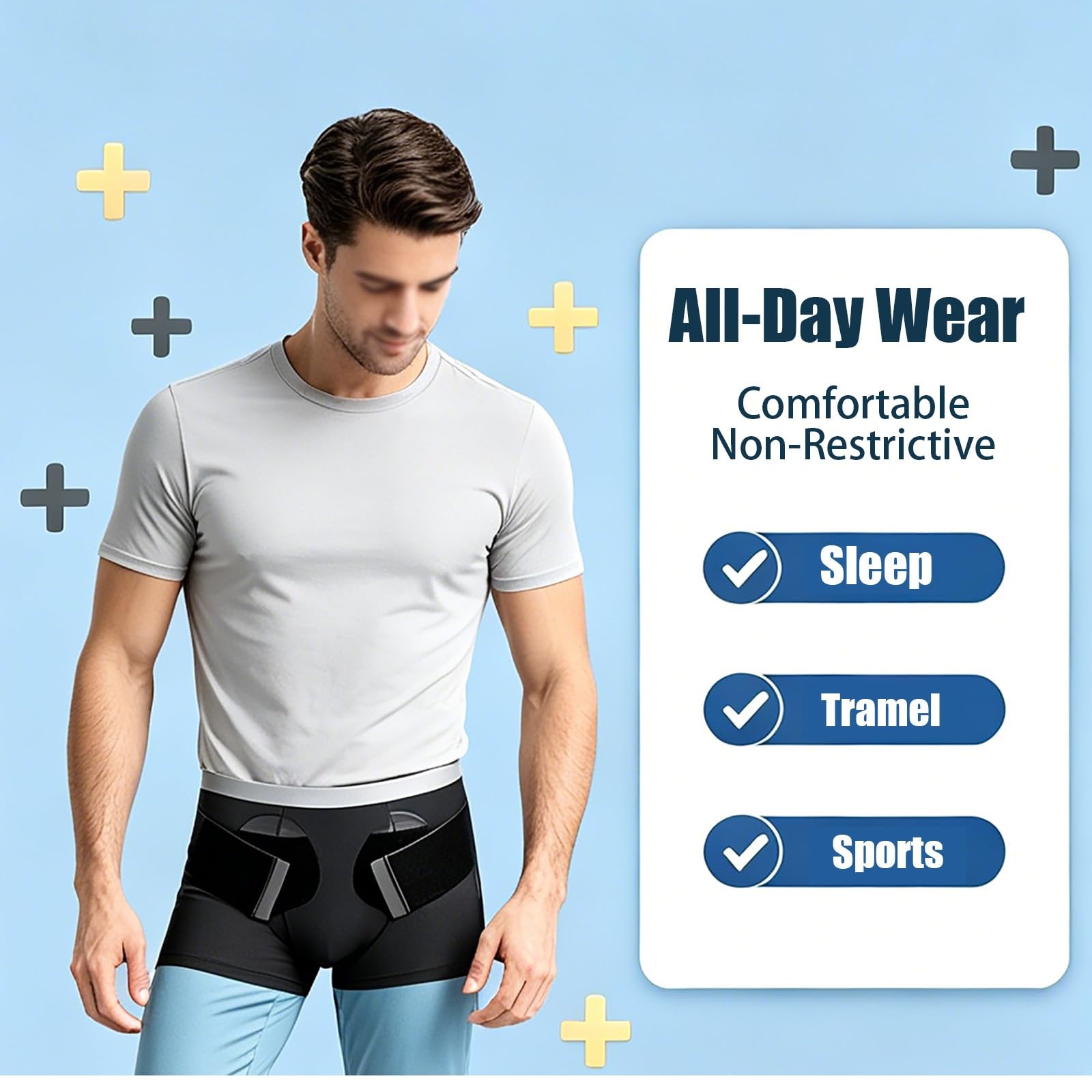 Leistenbruchgürtel für Männer Unterhose, Verstellbarer Leistenbruch Unterstützungsgürtel mit 2 Kompressionskissen für Links oder Rechts, Vor/Nach Operation Schmerzlinderung(XX-Large)