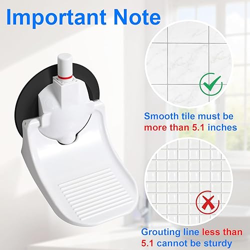 Miniatura 4 de Reposapiés de ducha para afeitar piernas con ventosa industrial mejorada, solo se ajusta a paredes de azulejos lisas, no porosas y más grandes de