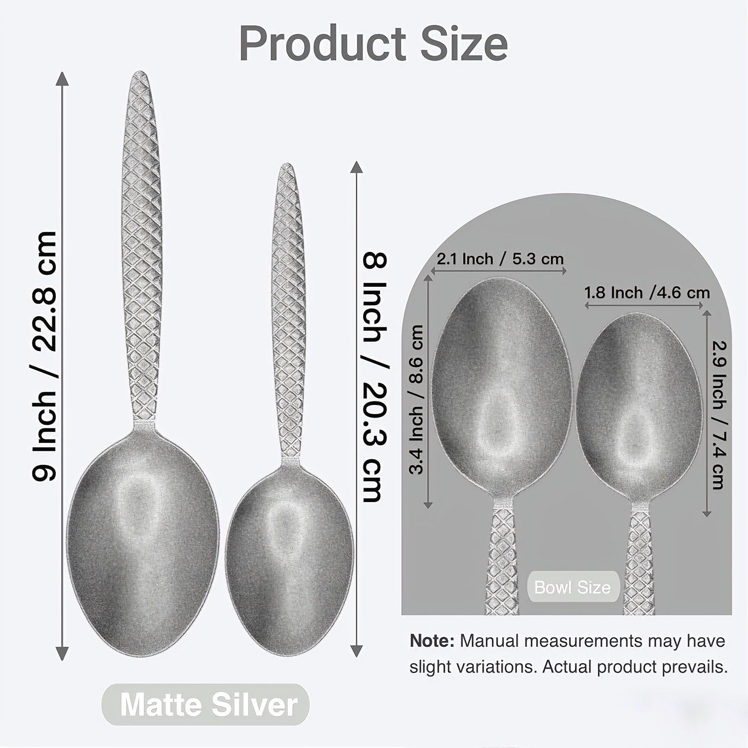 Chef Kunz Löffel, 18/10 Edelstahl, professionelles Set zum Backen, Plattieren, Quenelle, Servieren, Saucen, kulinarische Beschichtungswerkzeuge mit rutschfestem Griff (Silber)