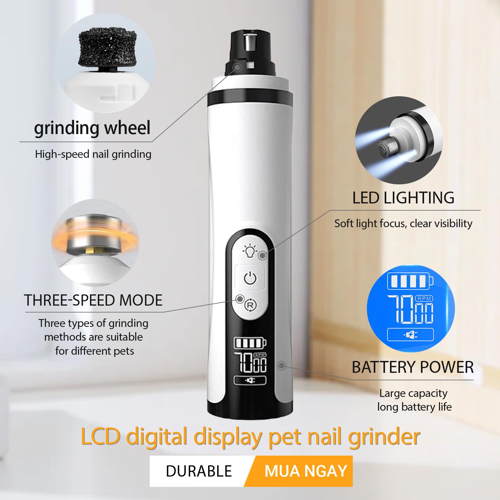 Silent Groom Pro, 2026 Upgrade Silent Pet Nail Grinder, Dog Silent Nail Grinder for Dogs Silent Dog Nail Trimmer, Rechargeable USB Charging Electric Pet Nail Grinder Nail File for Pet - image 4