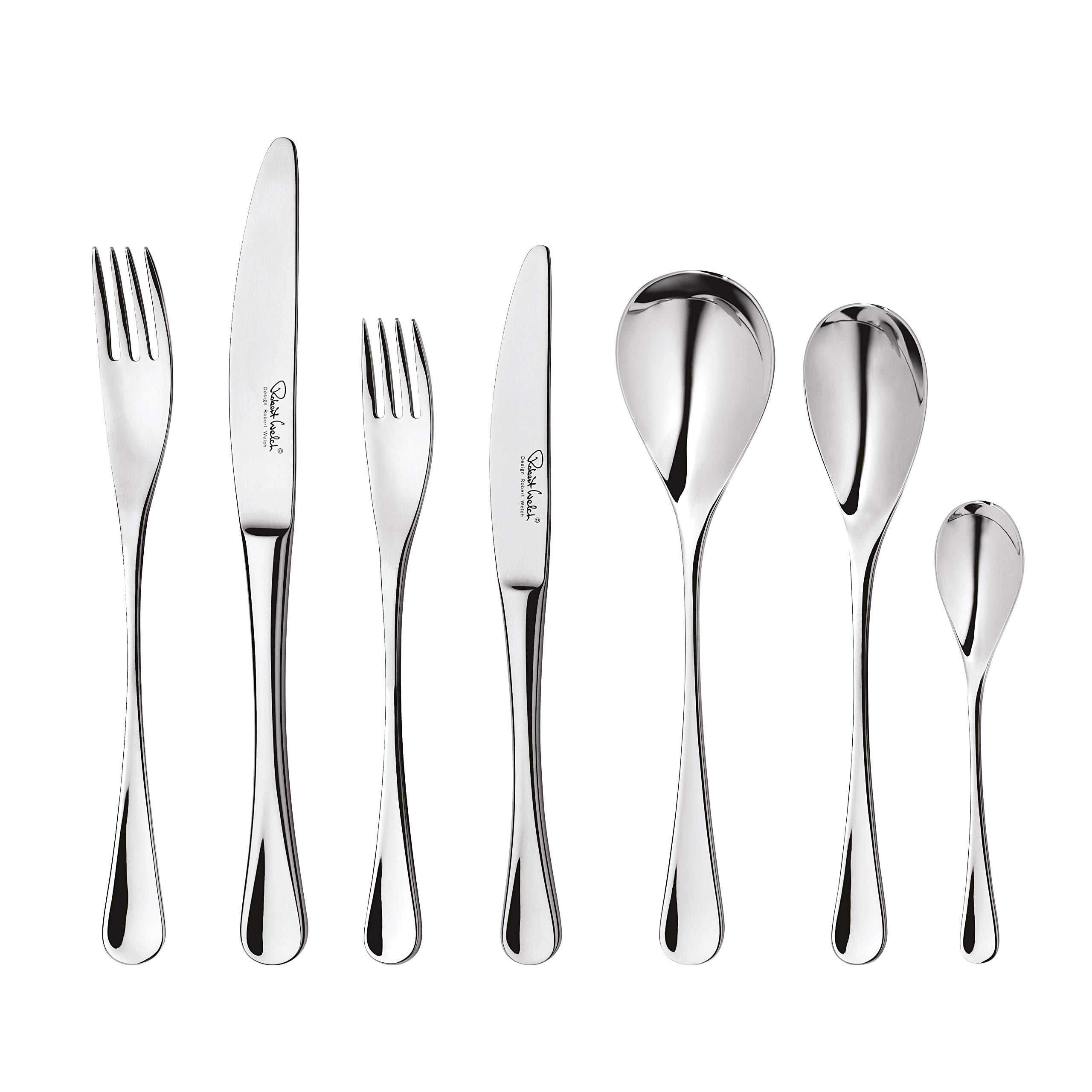 Robert Welch RW2 Bright, 56 Piece Cutlery Set for 8 People. Made from Stainless Steel. Dishwasher Safe.