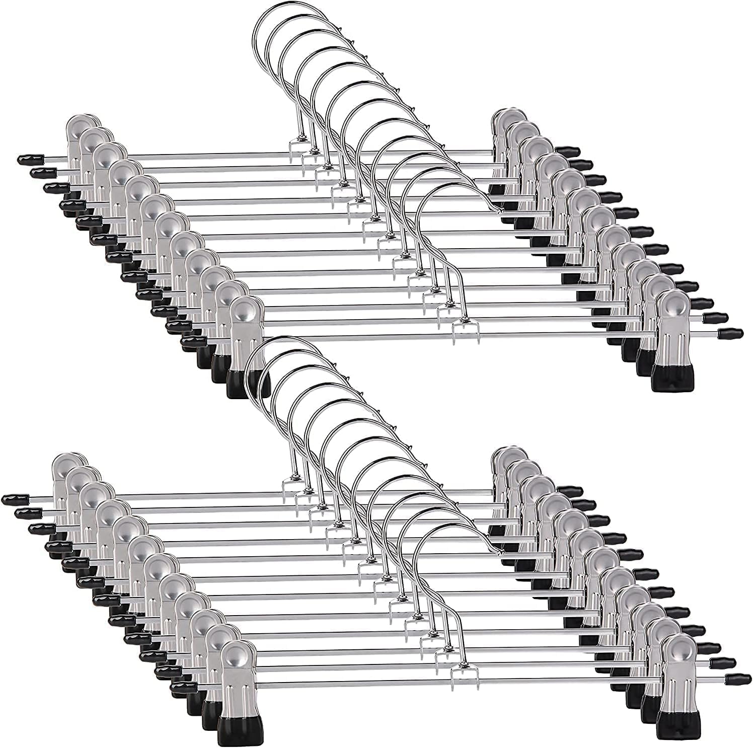 Trouser Hanger, 20Pack Pant Hangers Space Saving Skirt Hangers with Clips Adj...