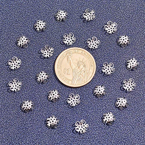Unicraftale 200Pcs 5 Petal Flower Bead Caps 304 Stainless Steel Spacer Bead Caps 8Mm Diameter Bead Cone Metal Flower End Caps For Diy Jewelry Making 8X4Mm Stainless Steel Color #TOP6