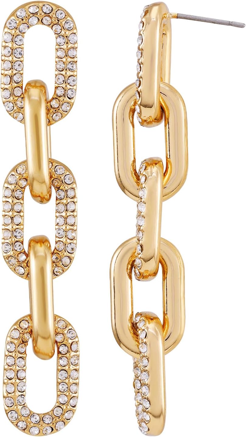 Vince Camuto Goldtone Glass Stone Link Drop Earrings - Image 2