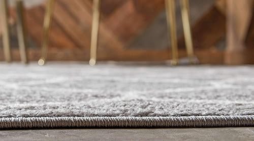 Miniatura 4 de Unique Loom - Alfombra redondeada de la colección Trellis Frieze (2 pies x 6 pies 1 pulgada, para pasillo, color gris claromarfil)