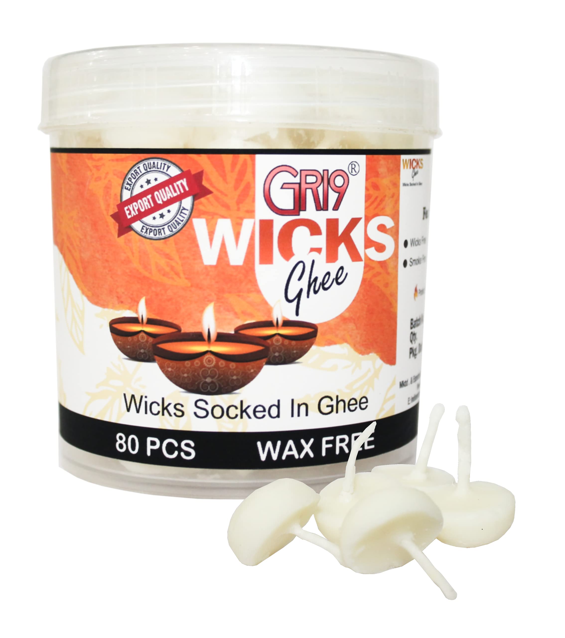 Mèches de Ghee en coton faites main lot de 80 pour lampe à huile Diwali et Pooja