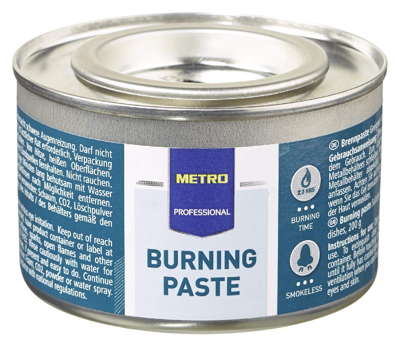 METRO Professional 72 pastas combustibles por lata de 200 g aprox. 3 horas para calentar platos Chafing Dish, recipiente para calentar alimentos Rechaud, sin humo