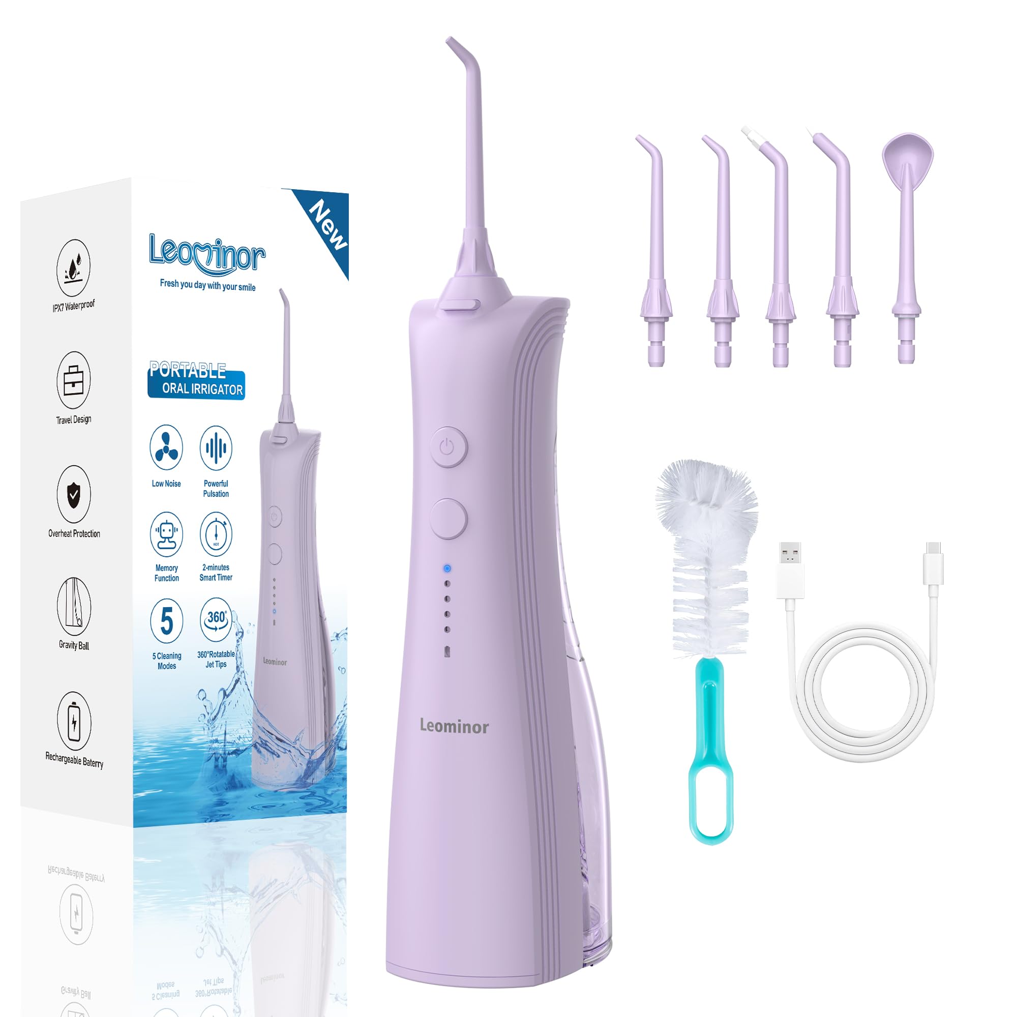 Leominor Water Flosser - Cordless Oral Irrigator -13