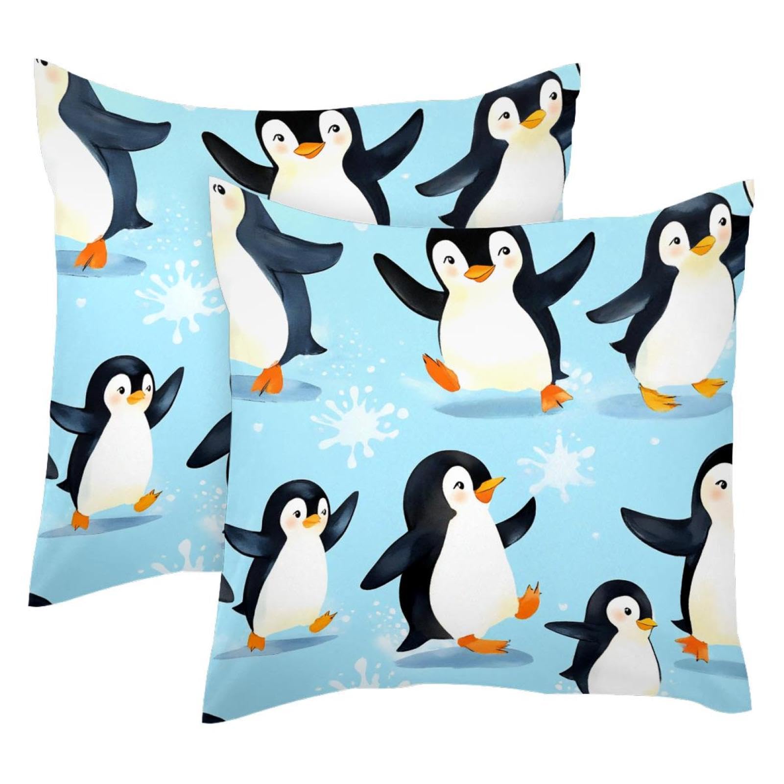 Housse de coussin pingouin en velours pour canapé convertible et lit enfant