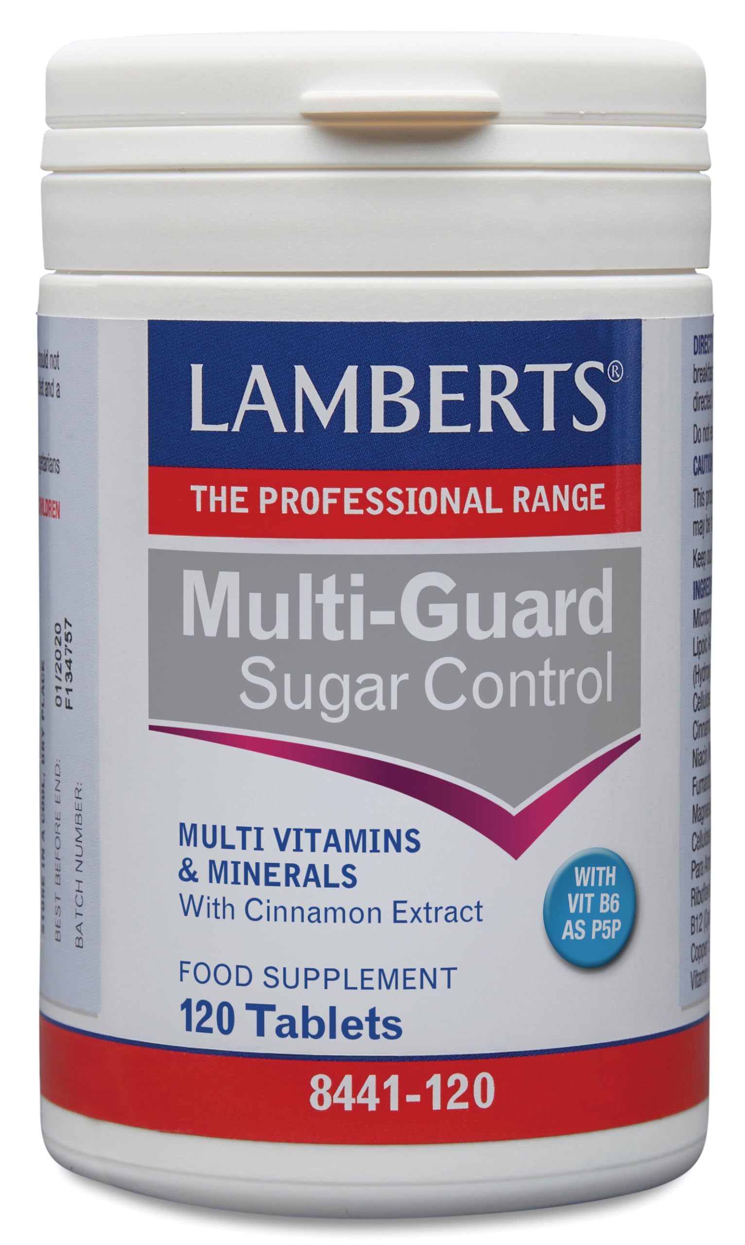 Lamberts Multi-Guard Sugar Control | Multivitamínico con Cromo, Magnesio y Canela | Energía y Metabolismo de la Glucosa | 120 Tabletas | 60 Días | Calidad Farmacéutica GMP