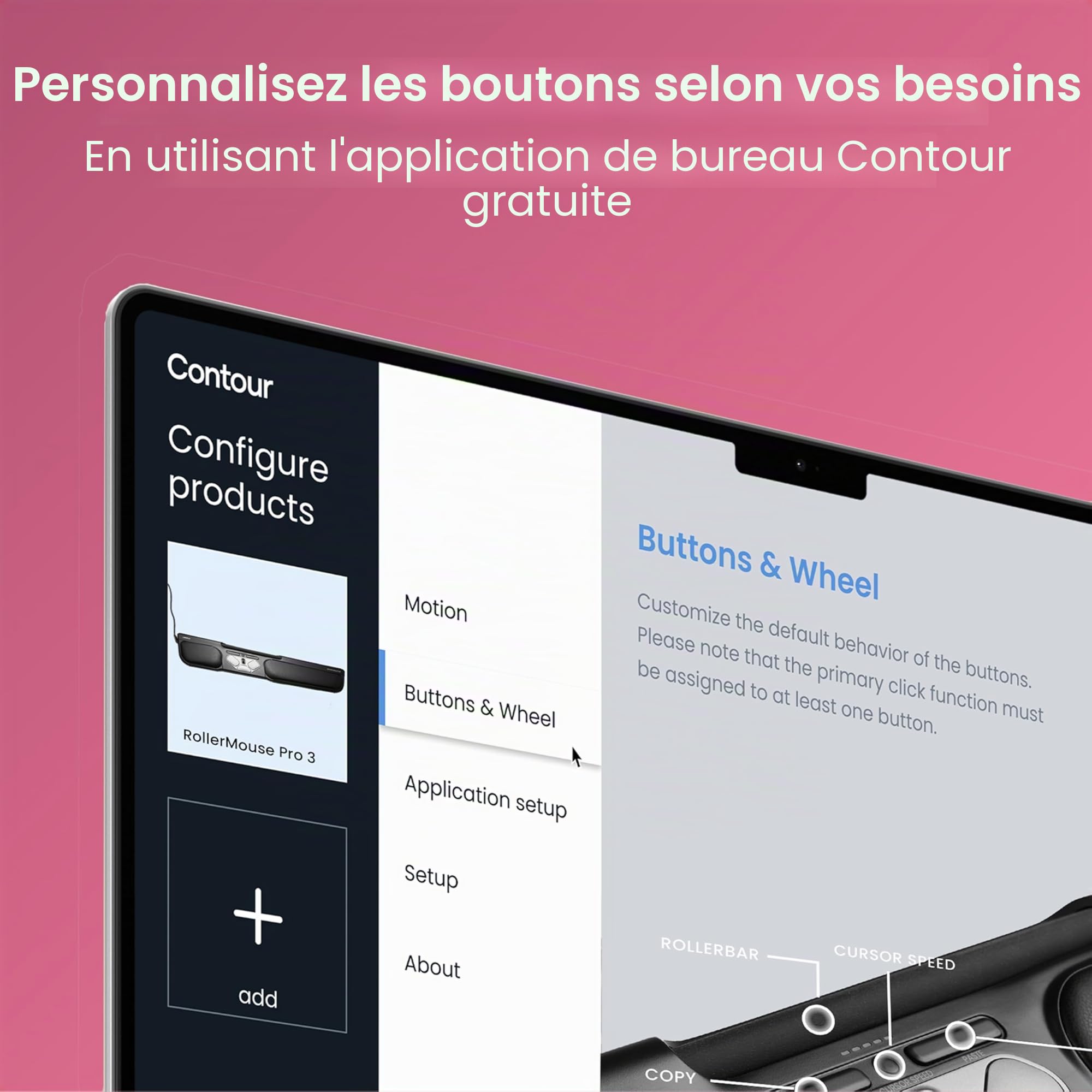 Contour RollerMouse Pro3 Souris Ergonomique TMS, Canal carpien soulagement l’épaule, Pas portée, Pas Saisie, Raccourcis Personnalisables, Vitesse Ajustable, Connexion USB Compatible Mac et PC