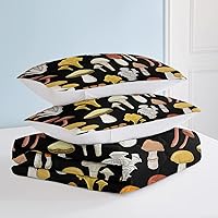 Vista 71 de SOULZZZ Juego de ropa de cama retro hippie tamaño matrimonial, edredón floral de hongos margaritas para niñas y mujeres, edredón negro con 2 fundas