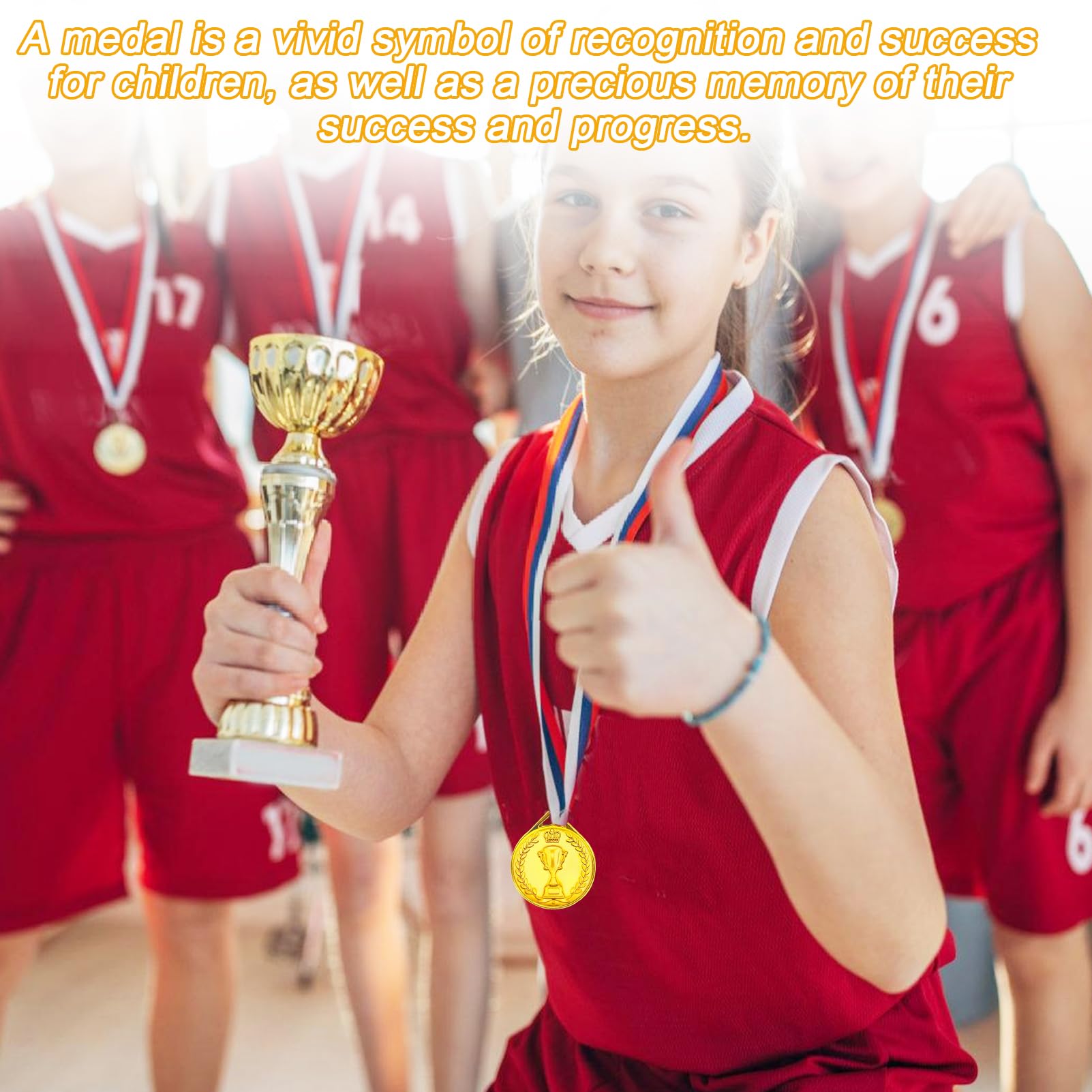 HOMURY Lot de 100 médailles d'or pour Enfants, Médailles d'or gagnantes, Médailles gagnantes - Médailles d'or gagnantes - Médailles de gagnants pour Les Enfants (Motif Trophée)