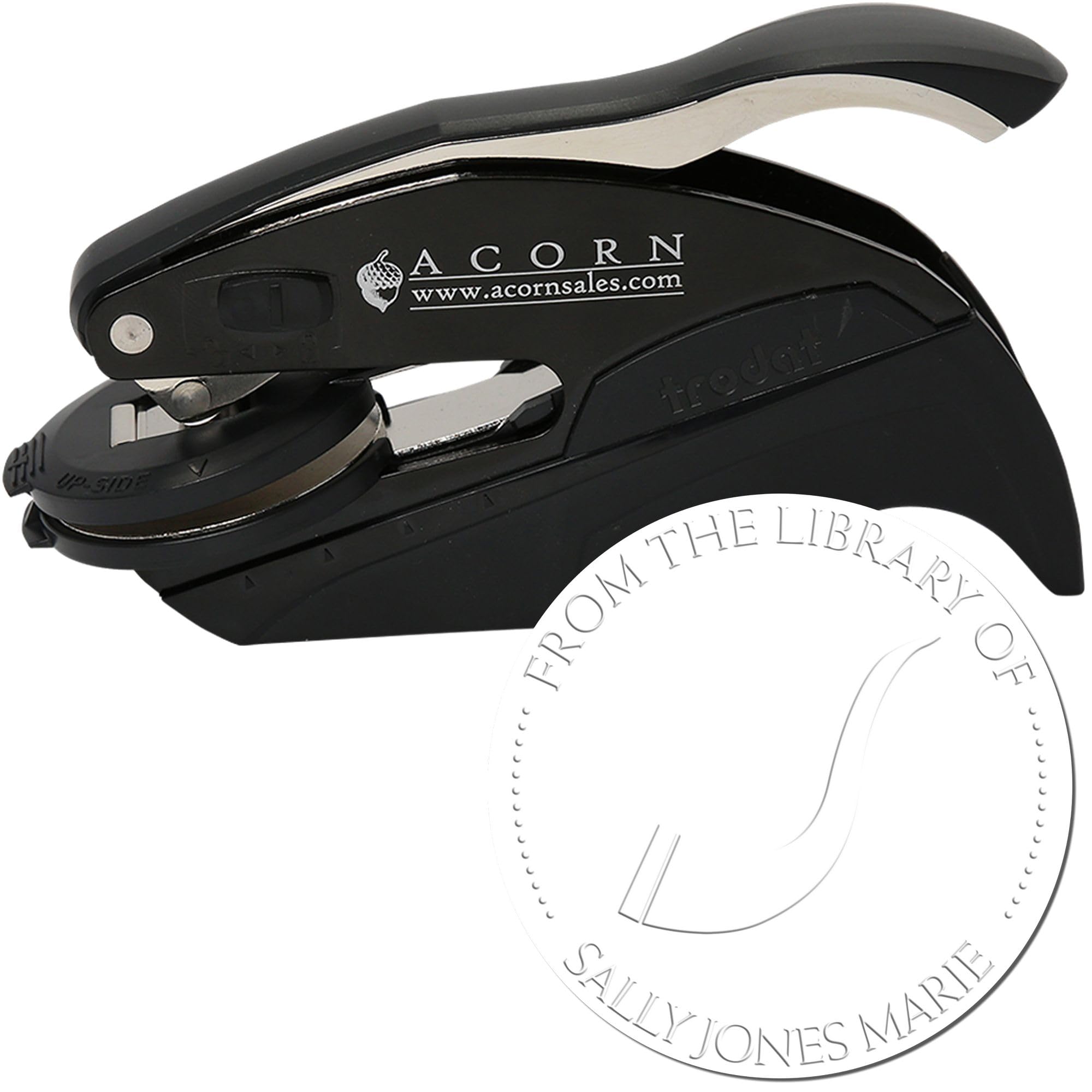 Personalized Book Seal Press - Custom Made Home Embossing Stamp for Bar/Bat Mitzvah Students - Hybrid Resounding Shofar Design - 1-5/8 Size Library Embosser - for Customizing Books and Documents