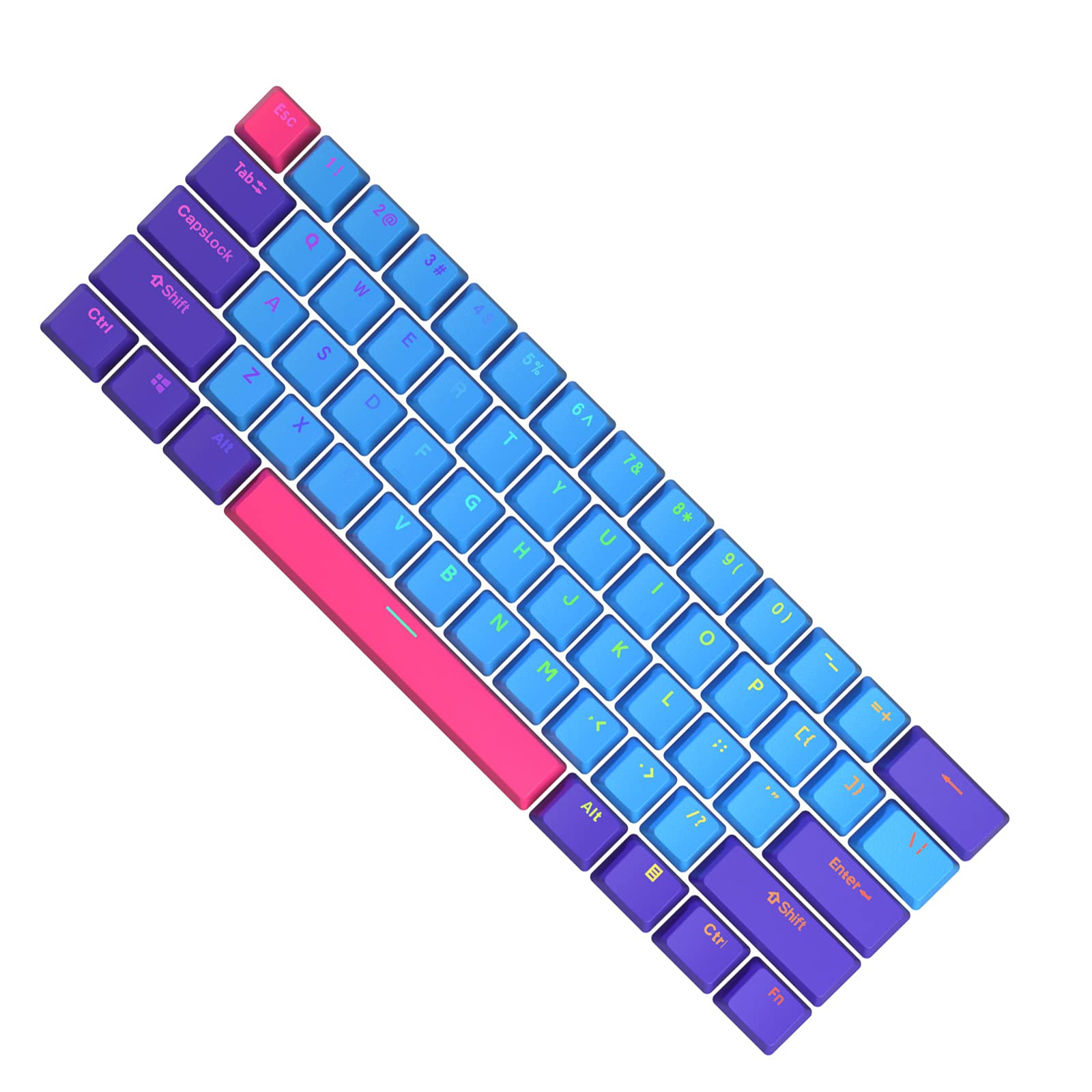 61 Key PBT Thick 60 Keycaps Sunshine ANSI Layout for Mechanical