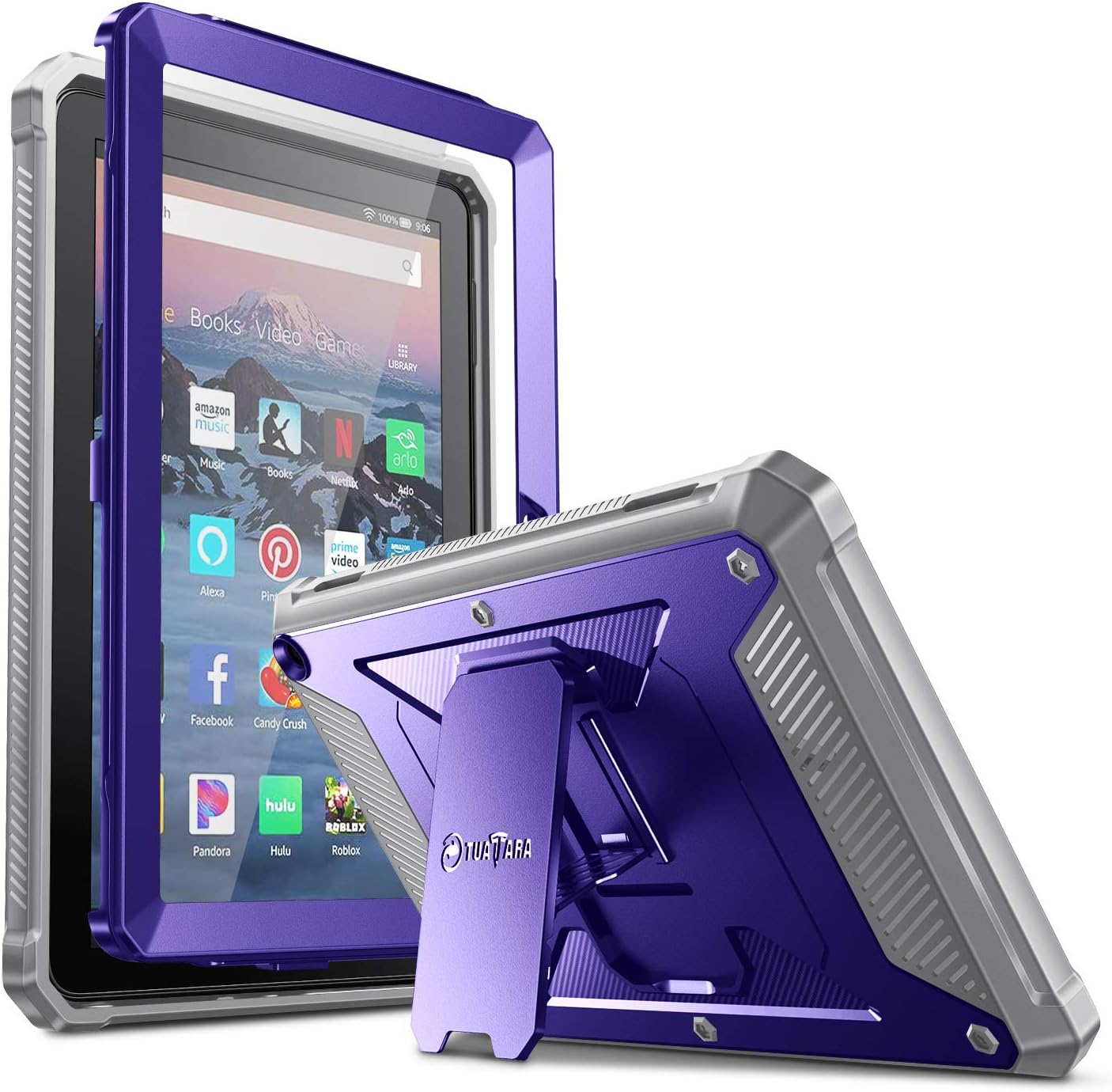 Fintie Shockproof Case for All-New Fire HD 8 and Fire HD 8 Plus Tablet (10th Gen, 2020 Release), [Tuatara] Rugged Unibody Hybrid Bumper Kickstand Cover with Built-in Screen Protector, Navy