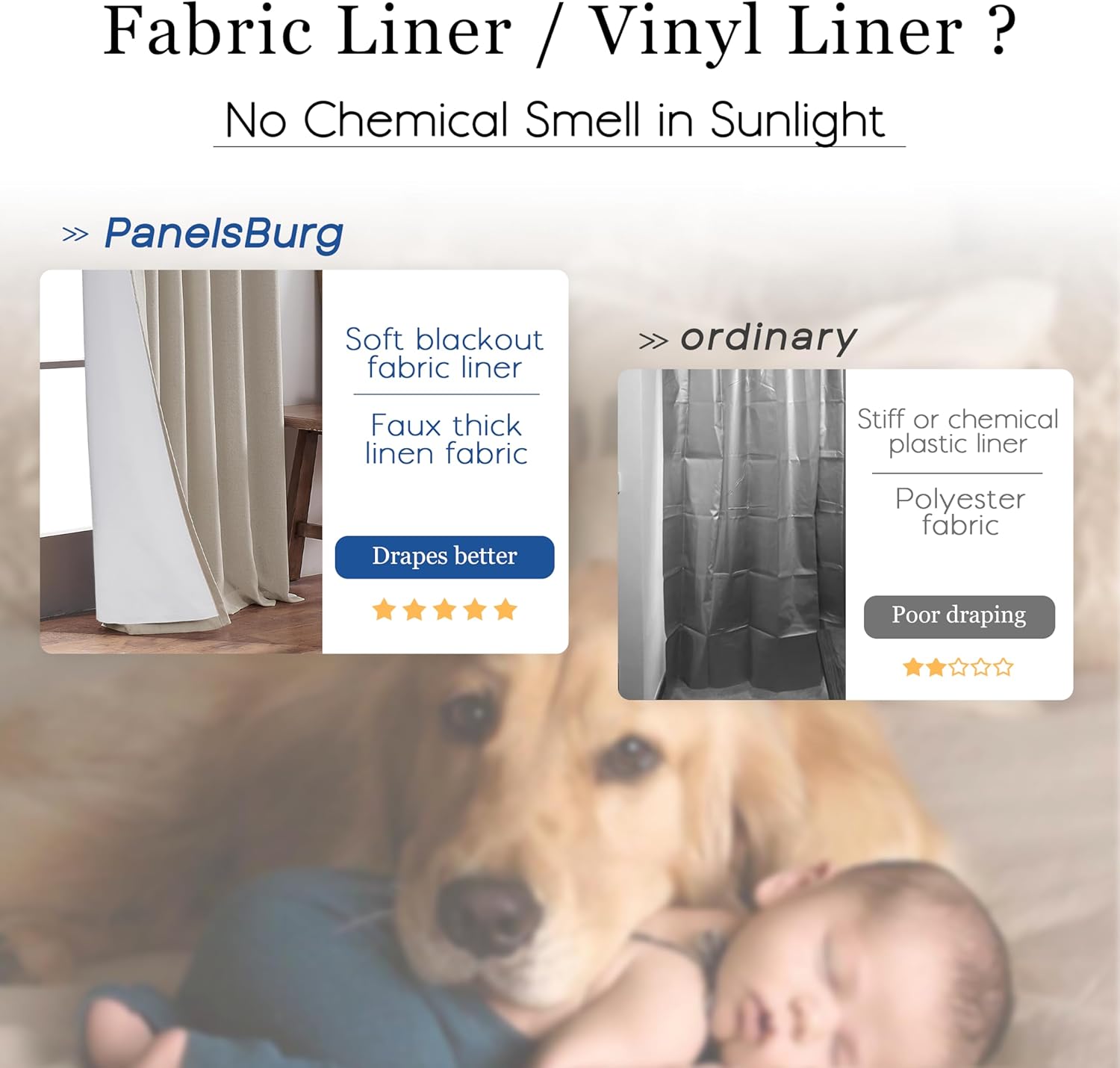 PANELSBURG Oatmeal Linen Blackout Curtains for Bedroom, 90 Inch Warm Beige Flax Colored Neutral Drapes, Noise Reducing Pleated Window Panel for Living Room, 50” W x 90" L