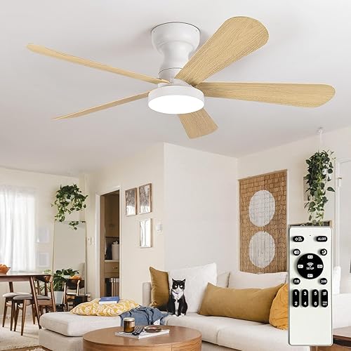 Miniatura 26 de Depuley Ventilador de techo moderno con luz: ventiladores pequeños blancos de 42 pulgadas para dormitorio interior y exterior - Ventiladores de