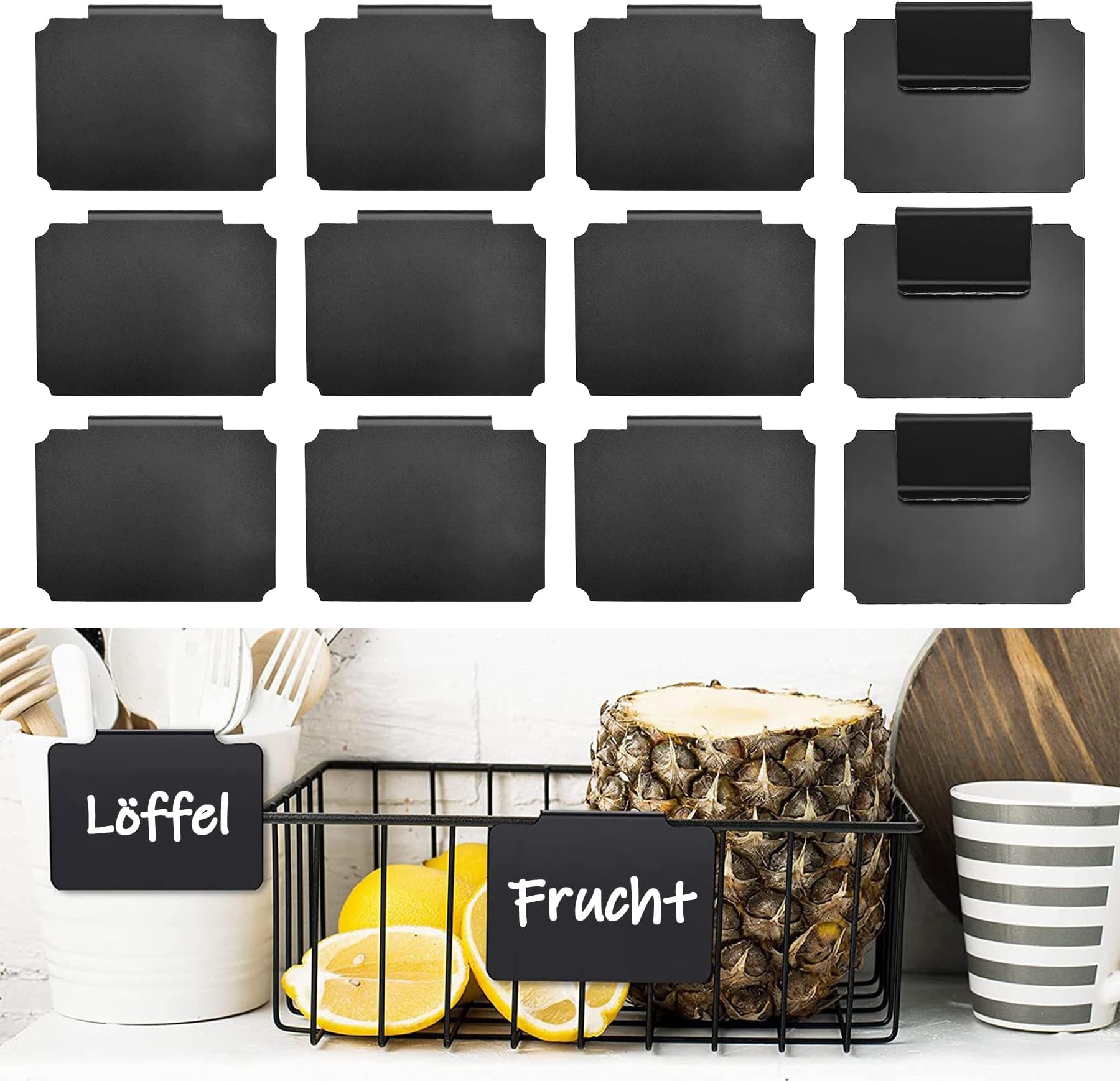 Rayong Pack of 12 Label Holders, PVC Basket Labels, Removable Clips