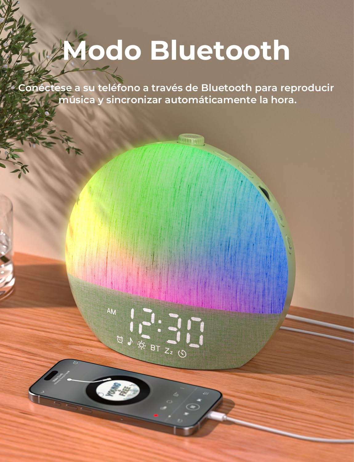 LIORQUE Despertador Amanecer, Despertador Luz Natural Simulación Amanecer | 17 Modos de Luz, 30 Sonidos Relajantes, Modo de Ayuda para Dormir, Conexión Bluetooth, Función Alarma y Snooze