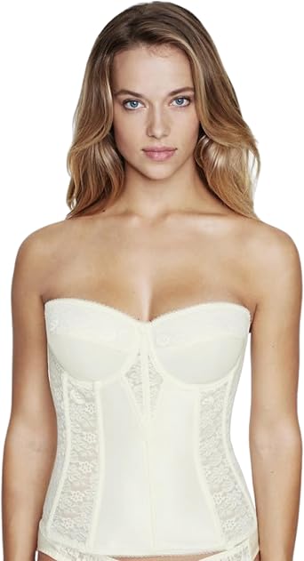 Dominique Womens Lace Longline Corset Bustier Bra #8949 Strapless Bra Seamless Full Figure Support - Lingerie for women