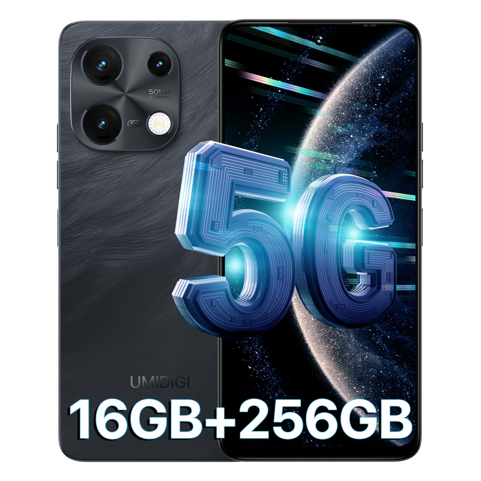 UMIDIGI Note 100 5G | Android 14 | Unlocked Cell Phone | 8+8GB+256GB up to 1TB | 50MP+2+2+16MP Camera | 6.8" 120Hz HD+ | 5000mAh/20W | AI Face | GPS |