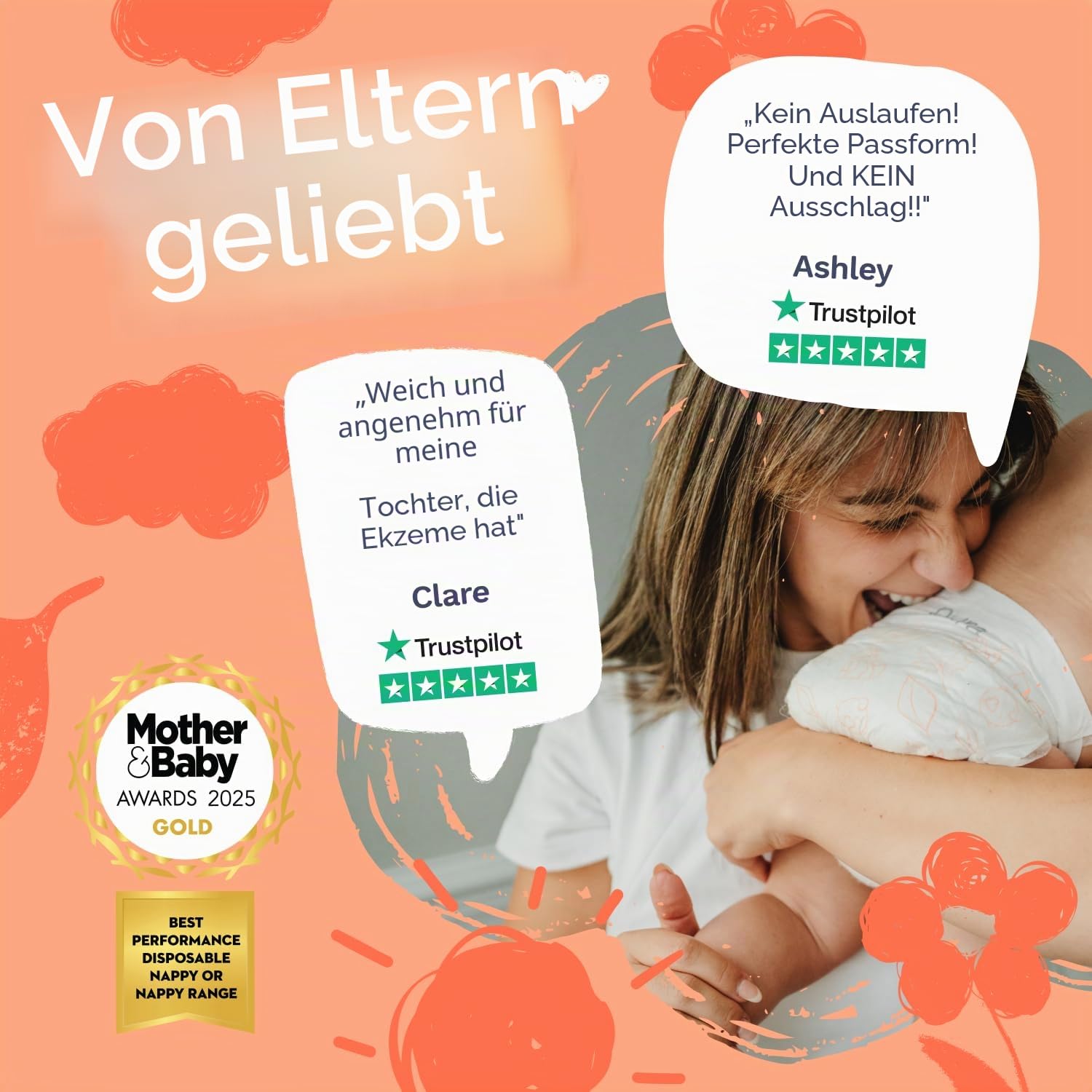 Pura Eco Babywindeln - Größe 4 (8-14 kg/18-31 lbs), 6 x 24 Windeln (144 insgesamt), Monatspaket, ultraweiche Windeln für empfindliche Haut, Bio-Baumwolle, bis zu 12 Stunden Auslaufschutz, neue