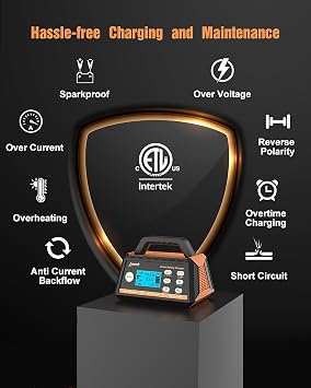 Ampeak 15A Car Battery Charger, Smart Trickle Charger Maintainer with Winter Mode, Auto Desulfator for 12V/6V Lead-Acid, LiFePO4, AGM, Marine, RV Batteries