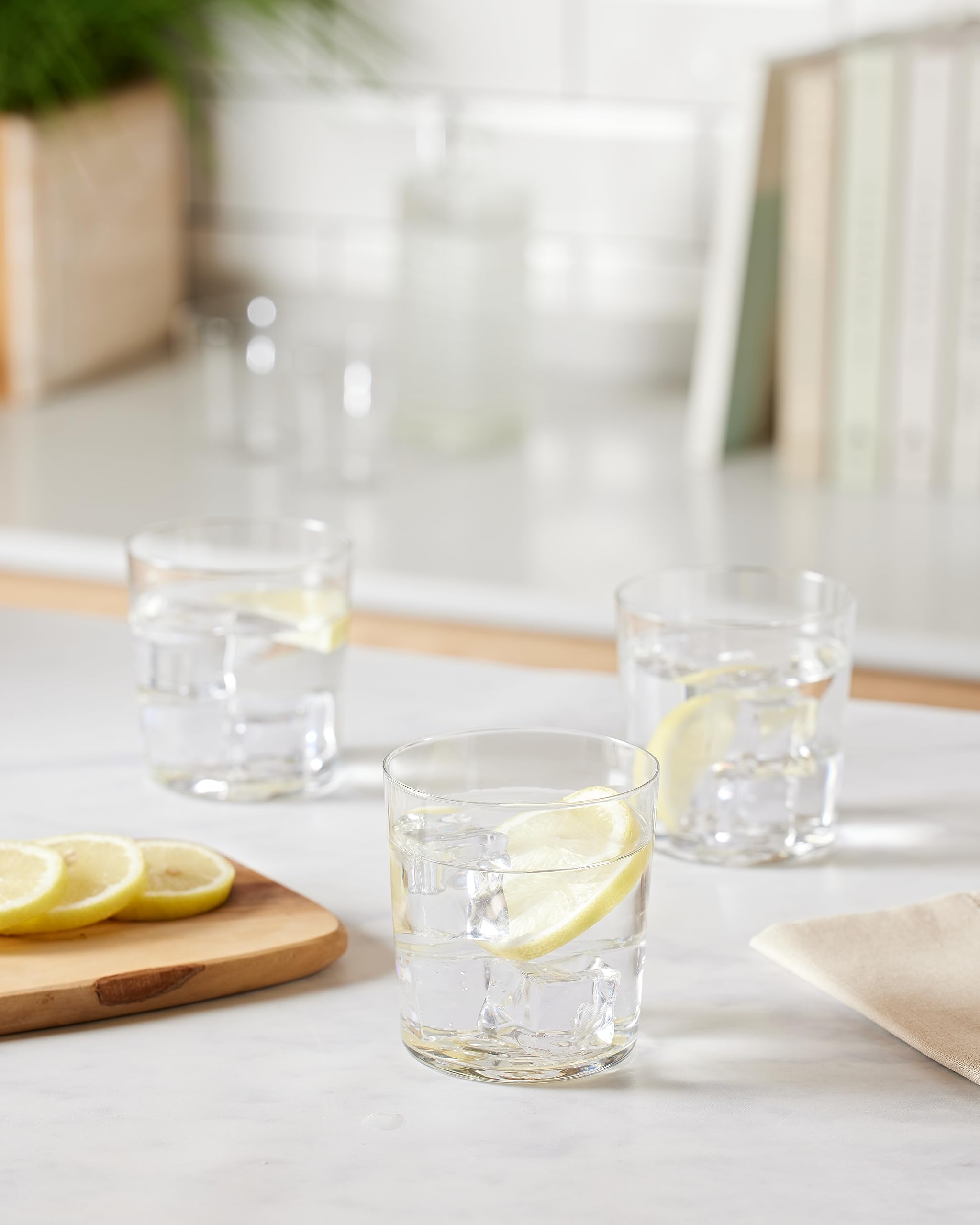 H&H – Set di 6 Bicchieri da Acqua, Vetro Ultrasottile, Trasparente, Capacità 350 ml, Eleganti, Leggeri, dal Design Minimal