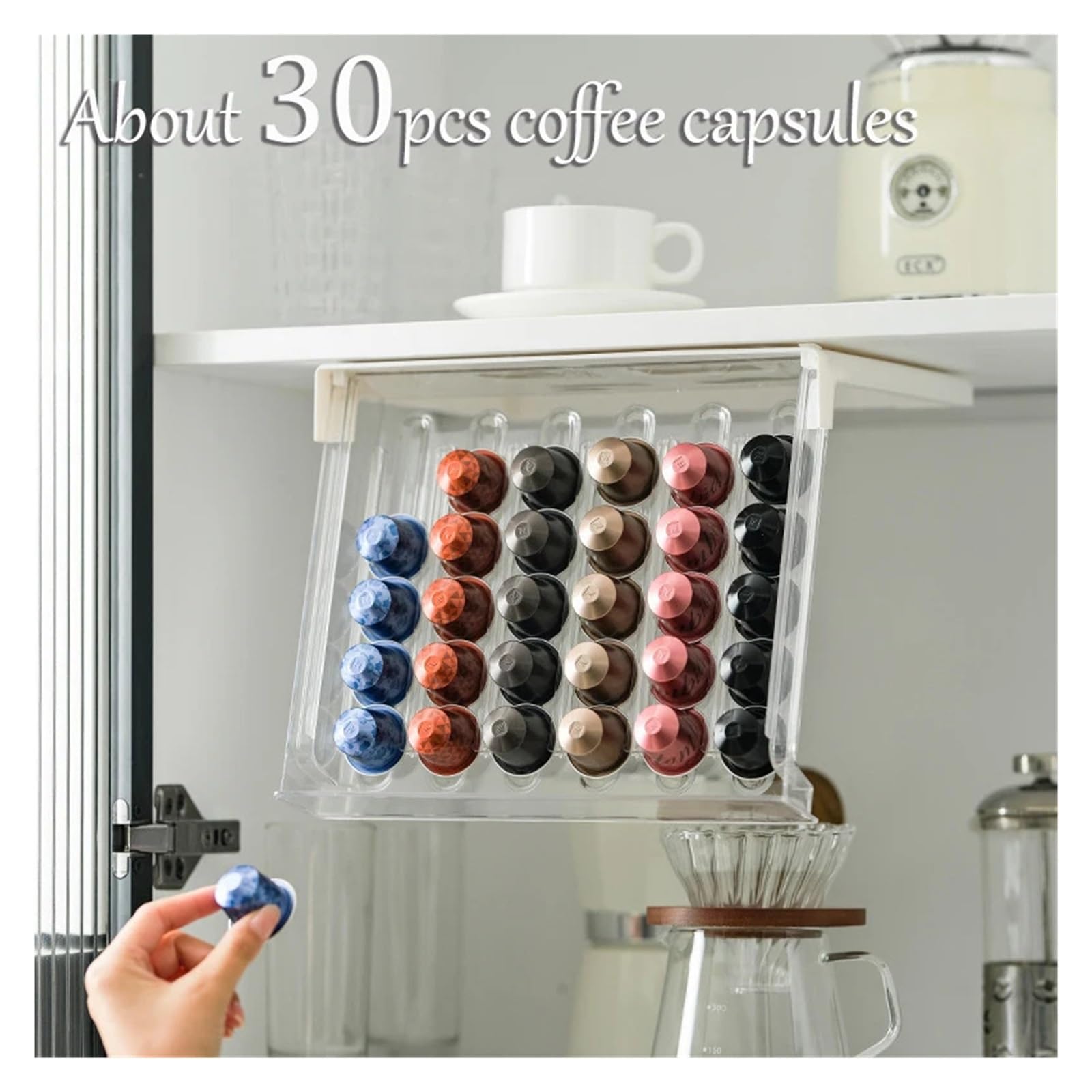 Kaffeekapselhalter für Schublade, Teebeutel, platzsparendes Schreibtischzubehör, Nespresso-kompatible Aufbewahrung, kompakte Kaffeekapsel und Teedose, stilvolle Küchenaufbewahrungslösung