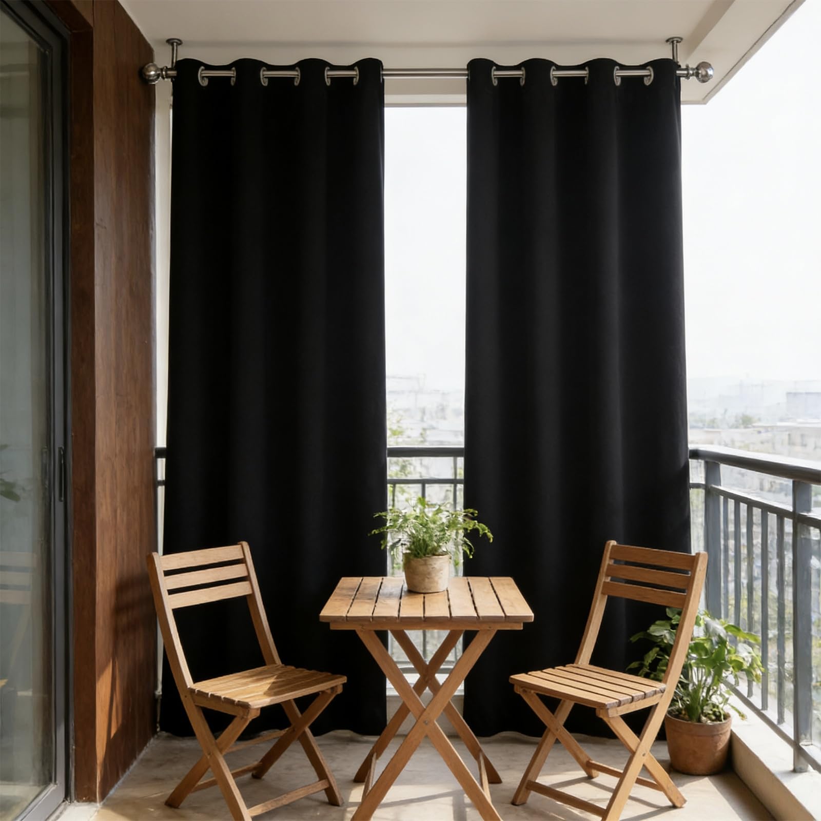 Rideau occultant anti chaleur et bruit isolant thermique noir 215x215 cm