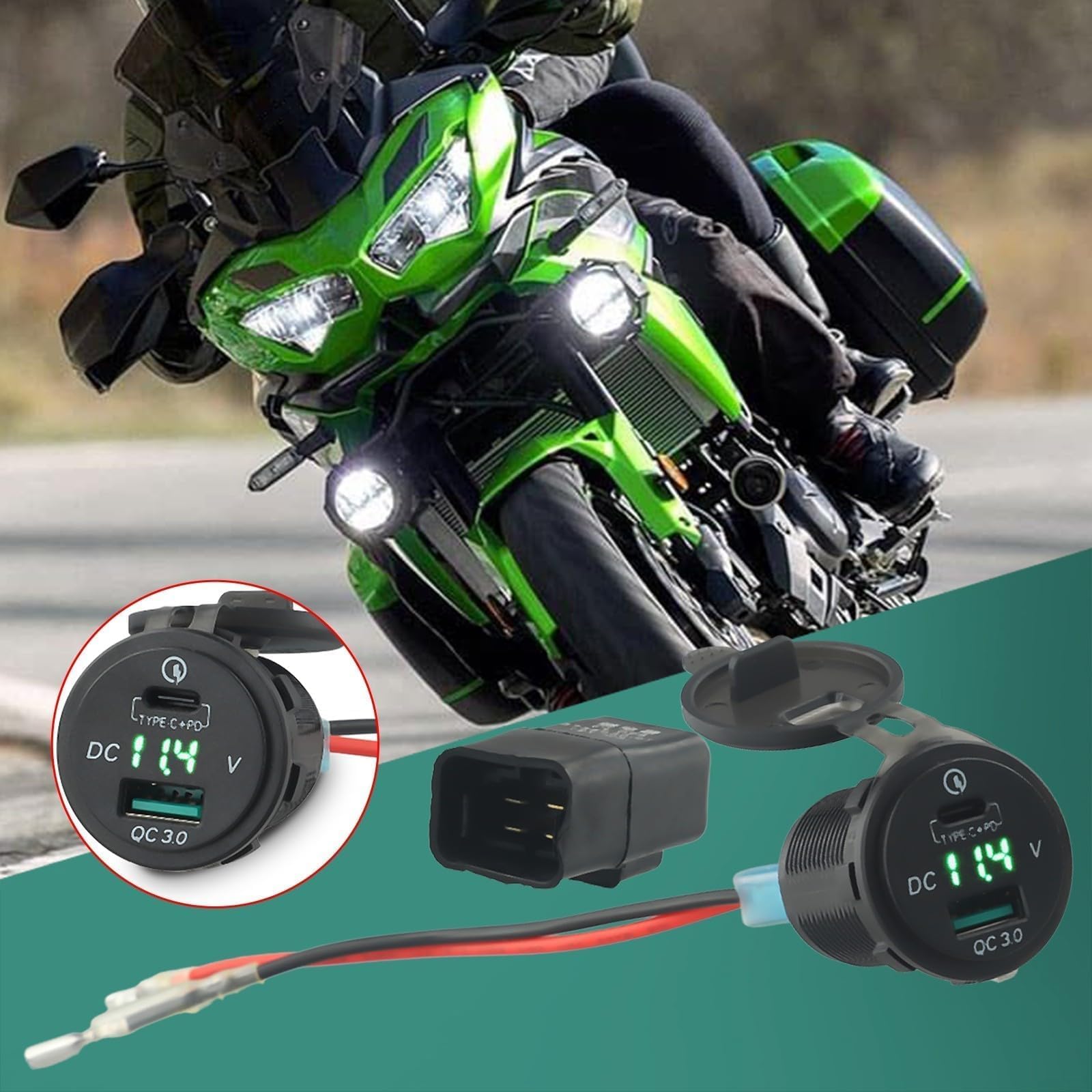 Caricatore Rapido USB Tipo-C per Kawasaki Versys 650 1000 X300 400 650 Accessorio Moto con Relè