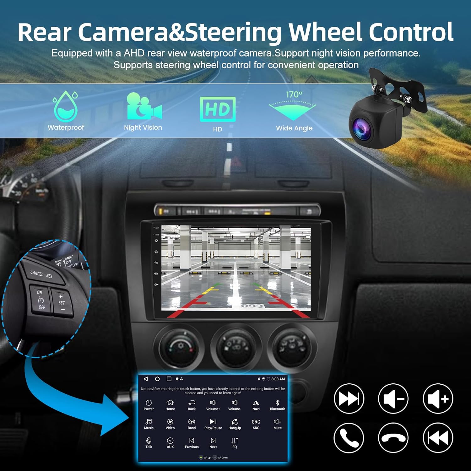 NHOPEEW Android Radio for Hummer H3 2005-2010 - [2+64G] 9 inch HD Touchscreen Aftermarket Stereo with Wireless Carplay and Android Auto, Mirror Link, WiFi, GPS, DSP, SWC + Canbus + Rearview Camera