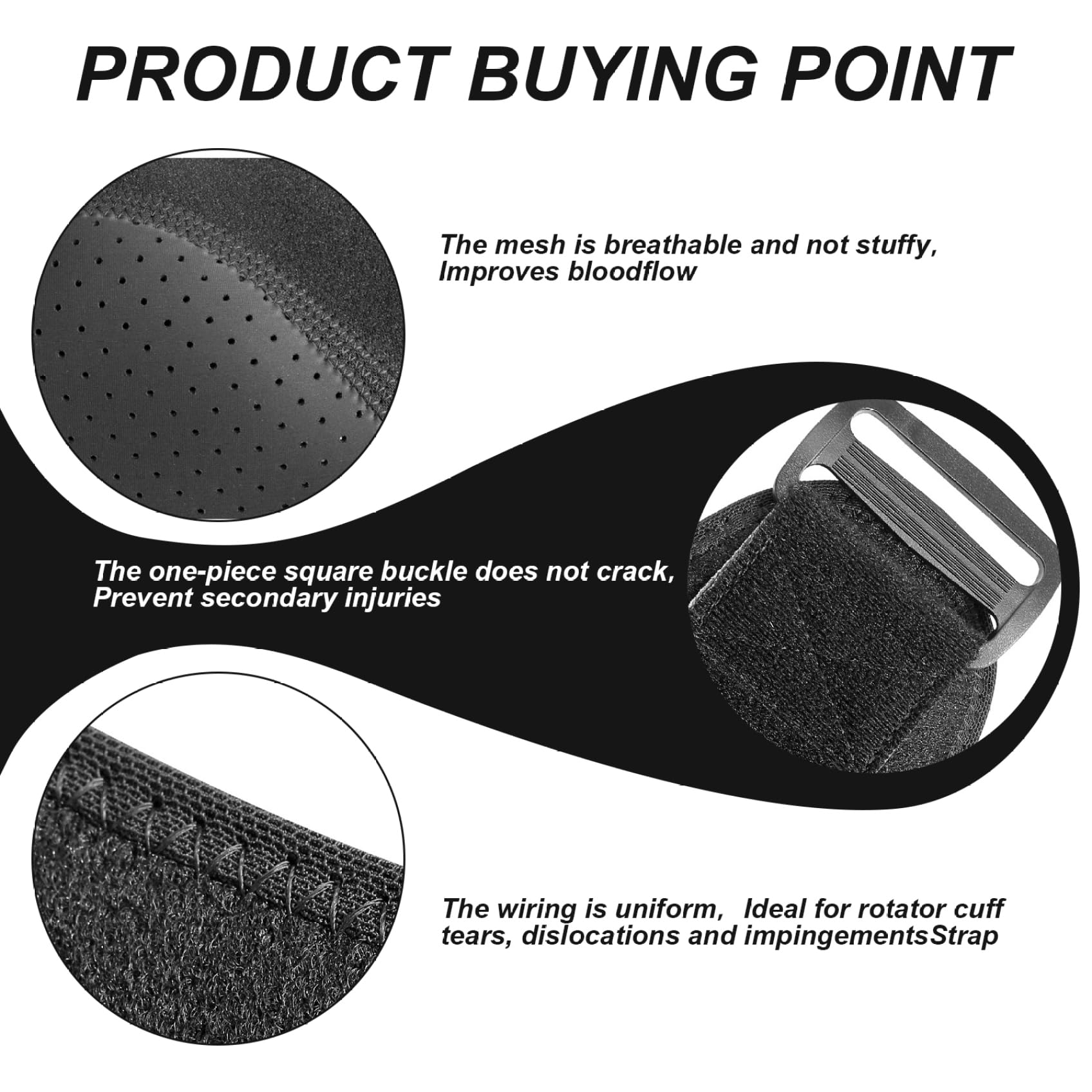 Lawnrden Shoulder Brace for Men Breathable Adjustable Average Size Shoulder Support with Fastening Tape Protective Neoprene & Nylon Support Brace for Sports & Injury, Black, Sling