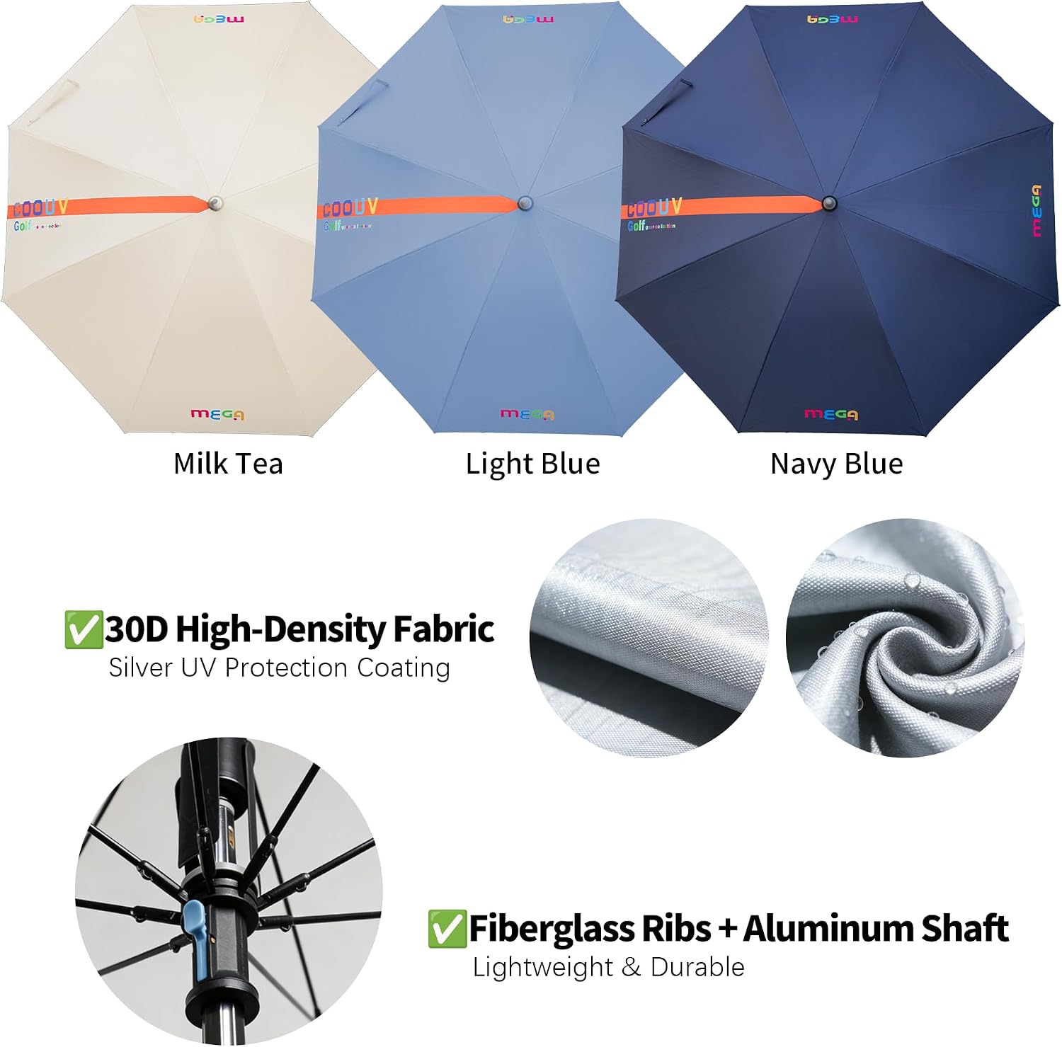 Golf Umbrella with Mister and Fan, Cooling UV Sun Protection Golf Essential, Battery Powered, Portable for Summer Outdoor Heat Relief