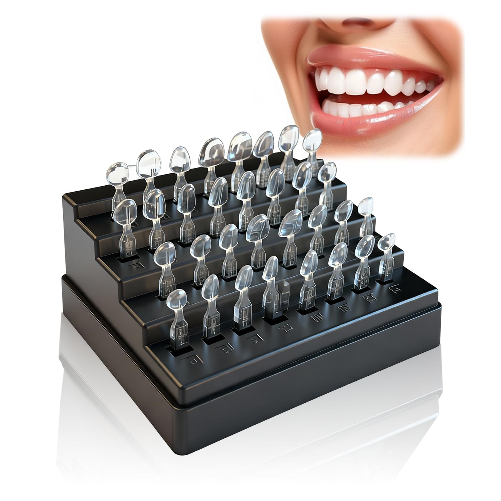 Wokyo Kit de moules à facettes dentaires en résine composite légère pour restauration temporaire des dents, 32 formes différentes disponibles, résistant à la chaleur