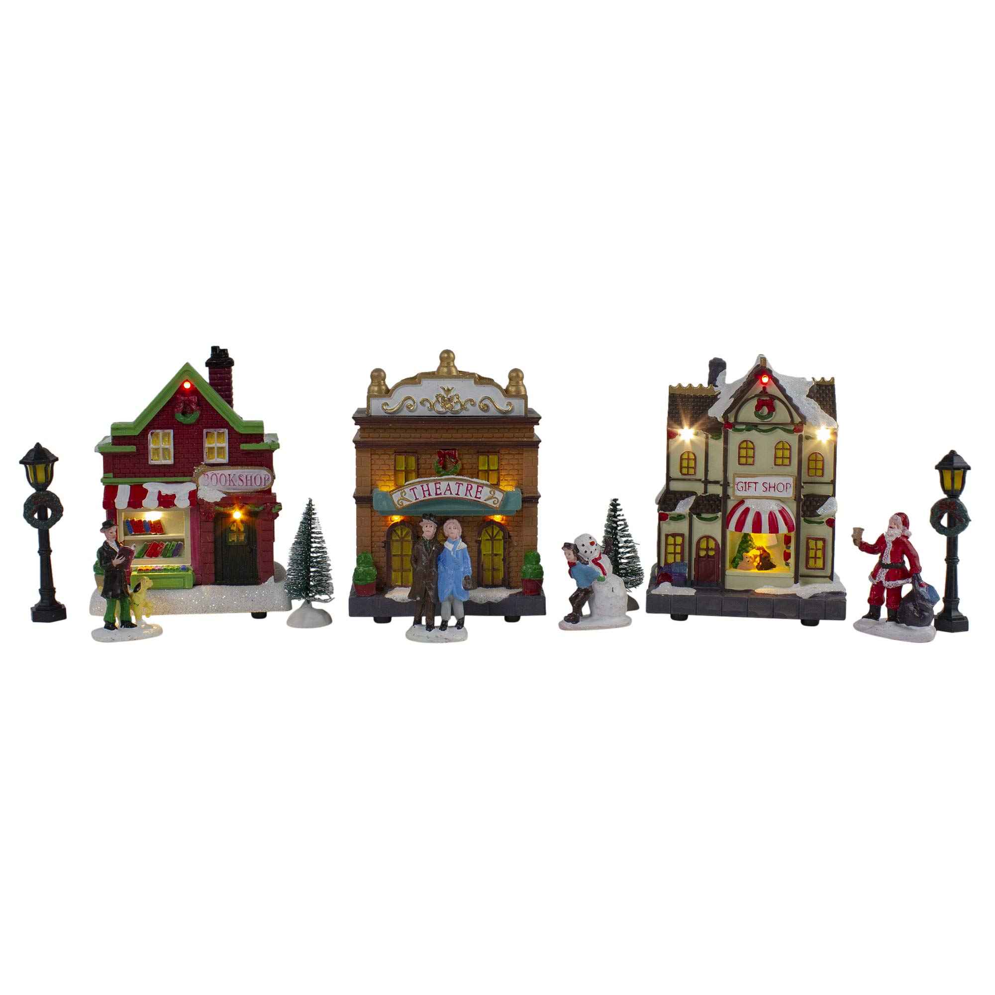 Northlight LED Lighted Theater and Shops Christmas Village Display Set - 11-Piece