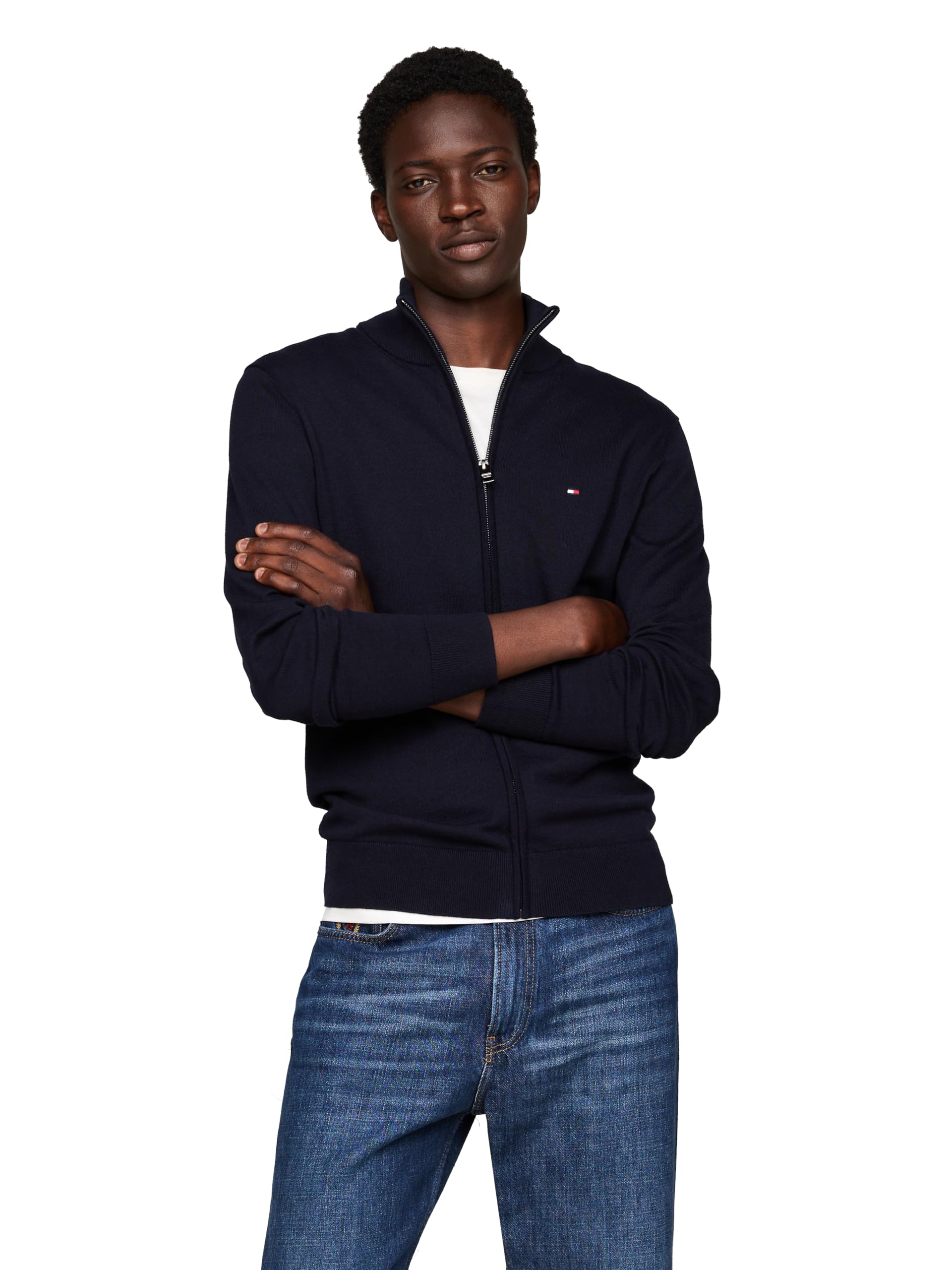 Tommy Hilfiger Herren Leichter Durchgehendem Reißverschluss Pullover, Wüstenhimmel, Medium