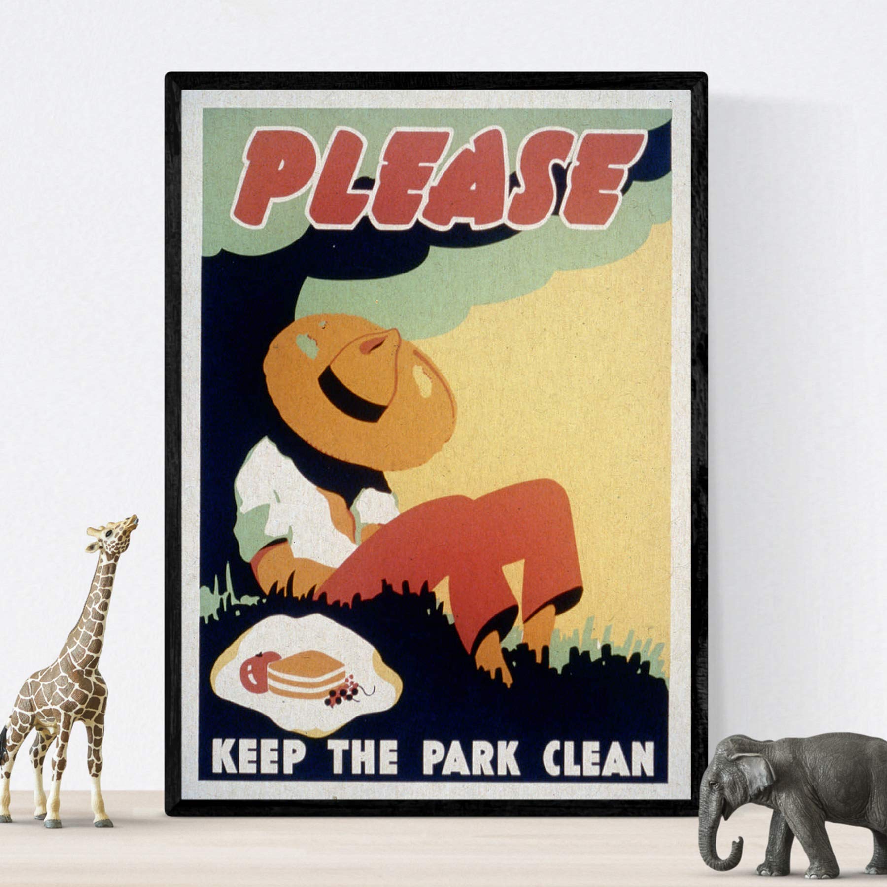 Vintage Poster Nacnic. Vintage Poster Clean your park. "A4 Size - Image 3