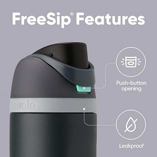 Miniatura 3 de Owala FreeSip - Botella de agua aislada de acero inoxidable con popote para deportes y viajes, sin BPA, 24 onzas, marea brumosa