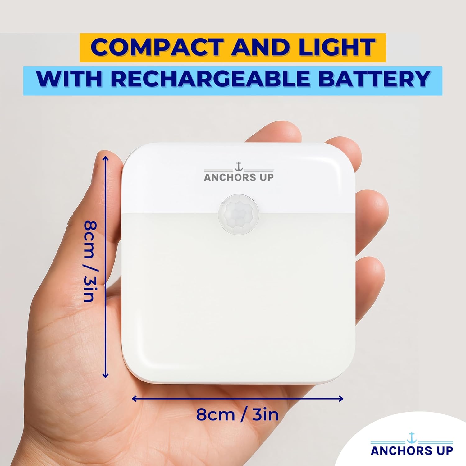 [2 Pack] Cruise Cabin Magnetic Night Light with Motion Sensor USB Rechargeable – LED Motion Sensor Light – Warm White – for Carnival, Royal, Celebrity, Norwegian – Cruise Essentials by AnchorsUp