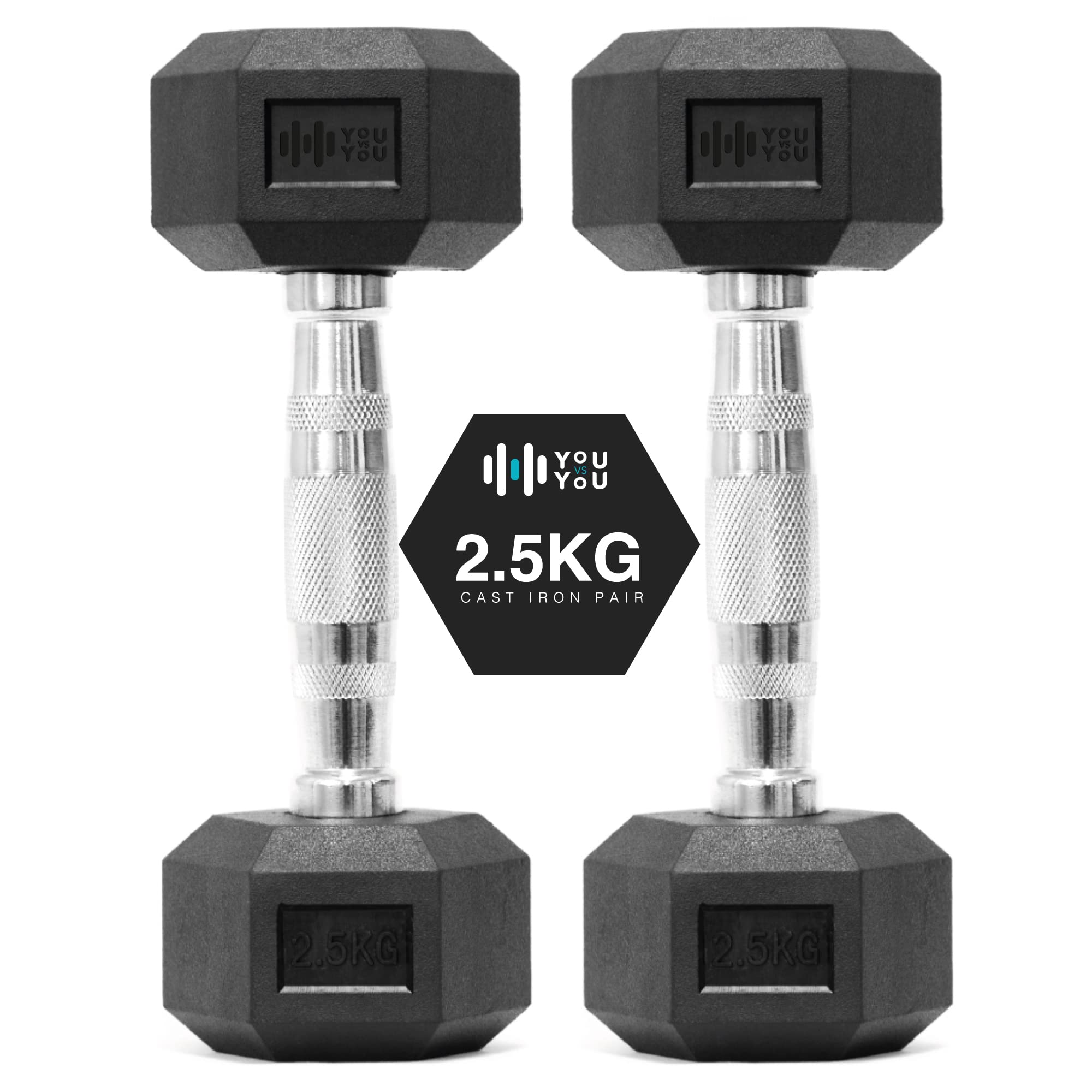 You vs You Hex Dumbbells Weights Pair for Home Exercise | 2.5kg Set of 2 Hexagonal Weight Rubber Encased for Home Fitness Gym Workouts Training Muscle Building & Conditioning | Unisex | Strength Fit — image 1