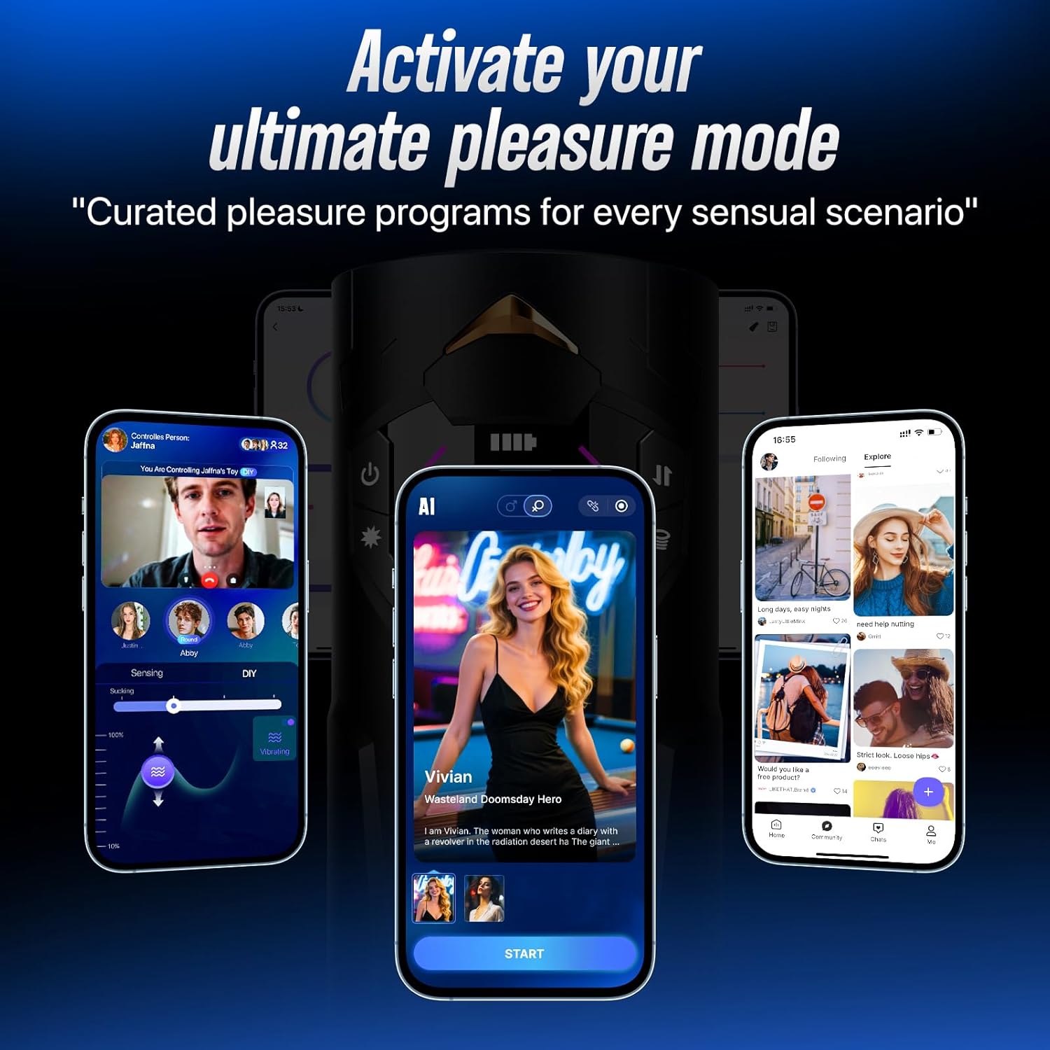 Sex Toys for Men Male Masturbator - AI APP Pocket Pussy Mens Sex Toy with 8 Sucking & Thrusting & Vibrating, Adult Toys Penis Pump Male Stroker, Sex Machine LCD Display & Suction Base