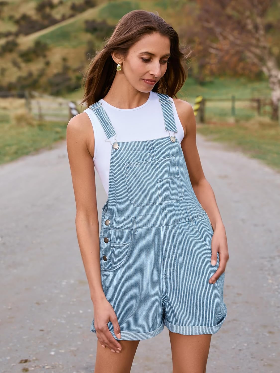 Glamaker Denim Overall Shorts for Women Casual Denim Romper Jean Short Overalls Loose Fit Denim Jumpsuit Summer Outfits - Image 5