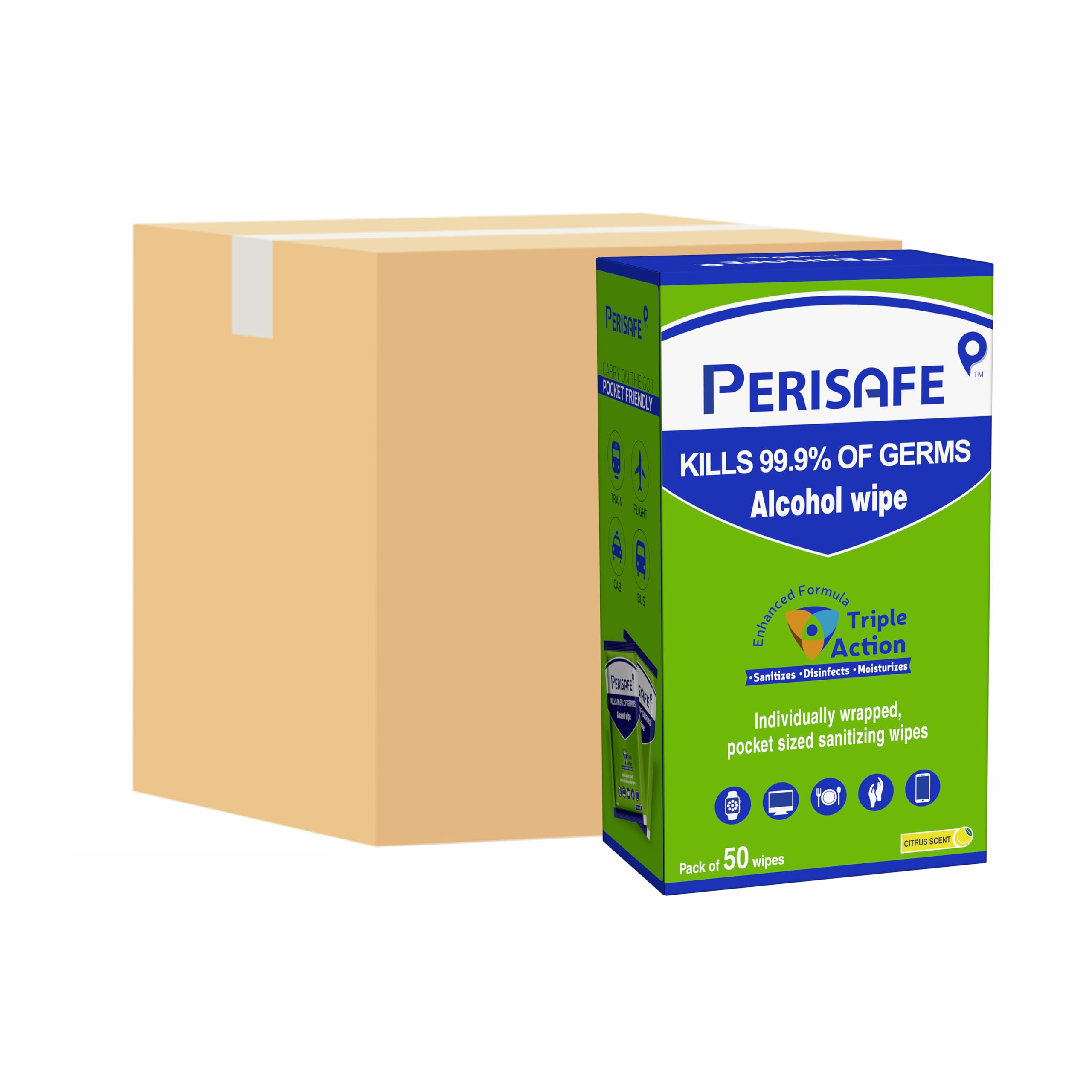 PERISAFE Pocket Sized Sanitizing Disinfectant Wipes Individually wrapped- Pack of 1000 (50X20 Box = 1000 wipes) (B0CK5M7ZYJ) Amazon Price History, Amazon Price Tracker